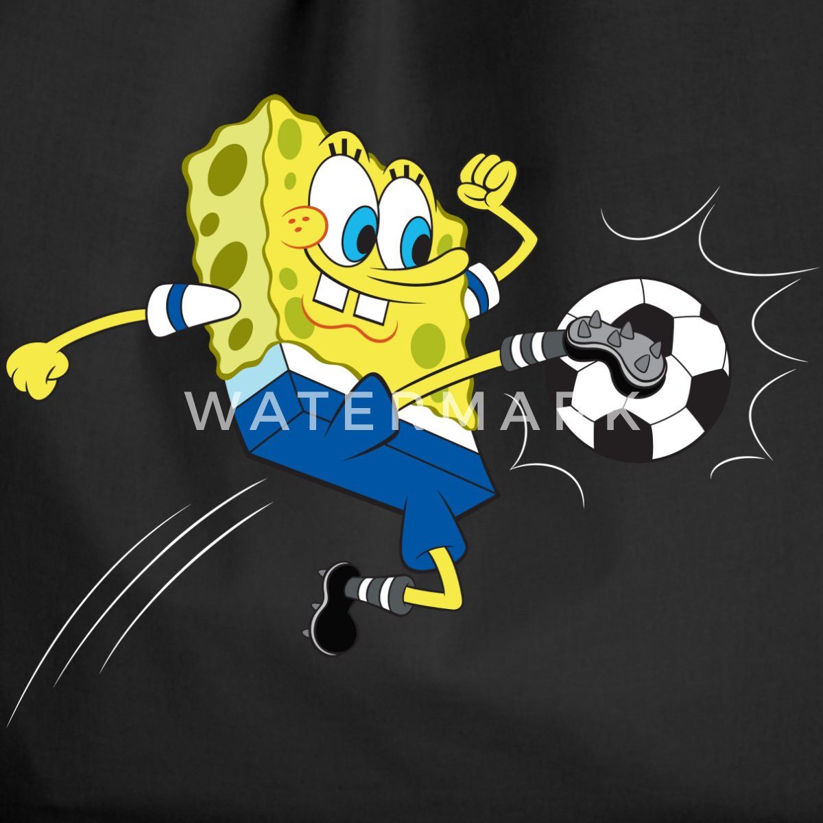 Spreadshirt Turnbeutel Spongebob Schwammkopf Kickt Einen Fußball Turnbeutel (1-tlg)