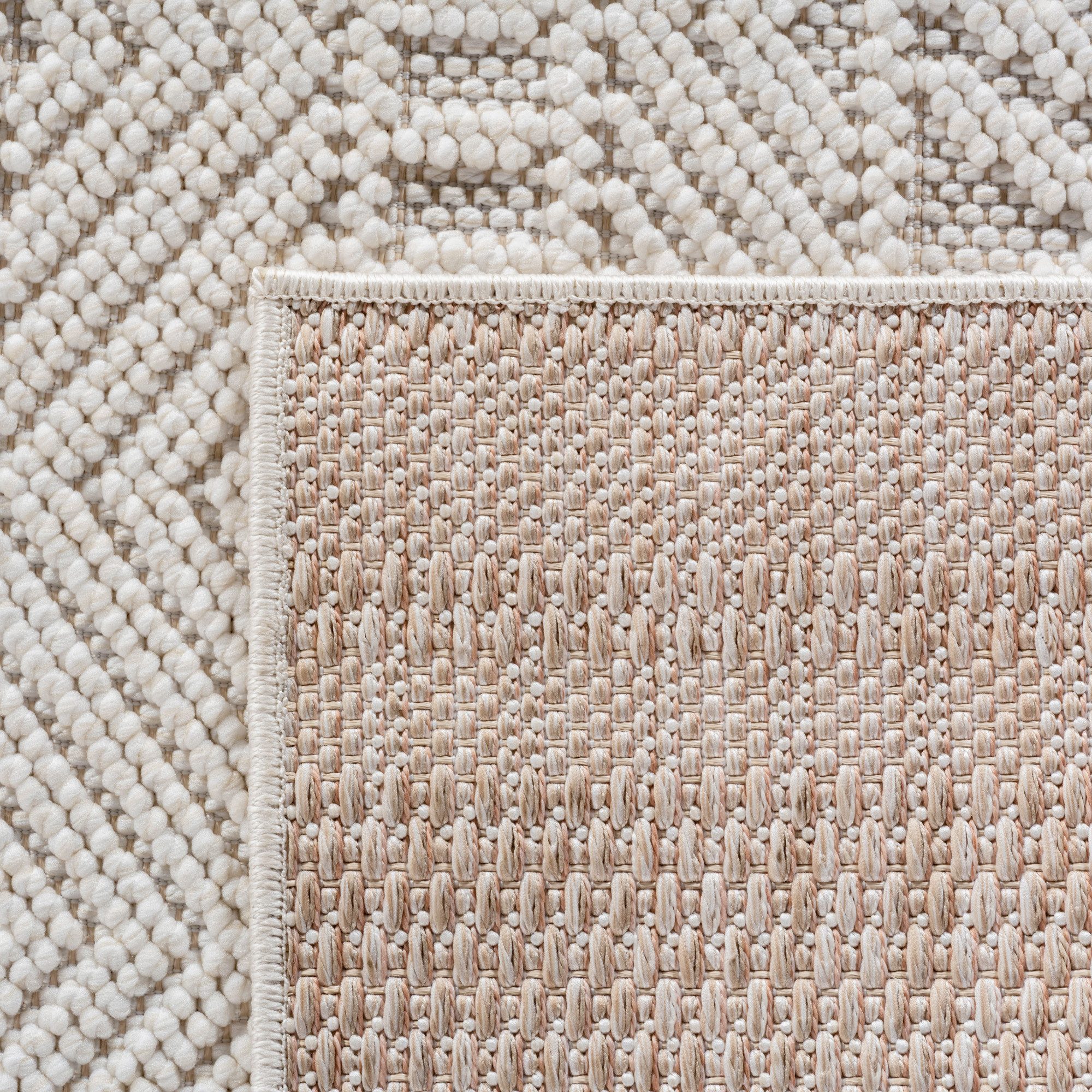 Teppium Teppich Skandinavisches Vintage-Muster auf Bouclé-Teppich, Rechteckig, Höhe: 20 mm, Kurzflor Schlingen Teppich Creme Boucle-Loop Wohnzimmer Teppich – Bild 4 von 5