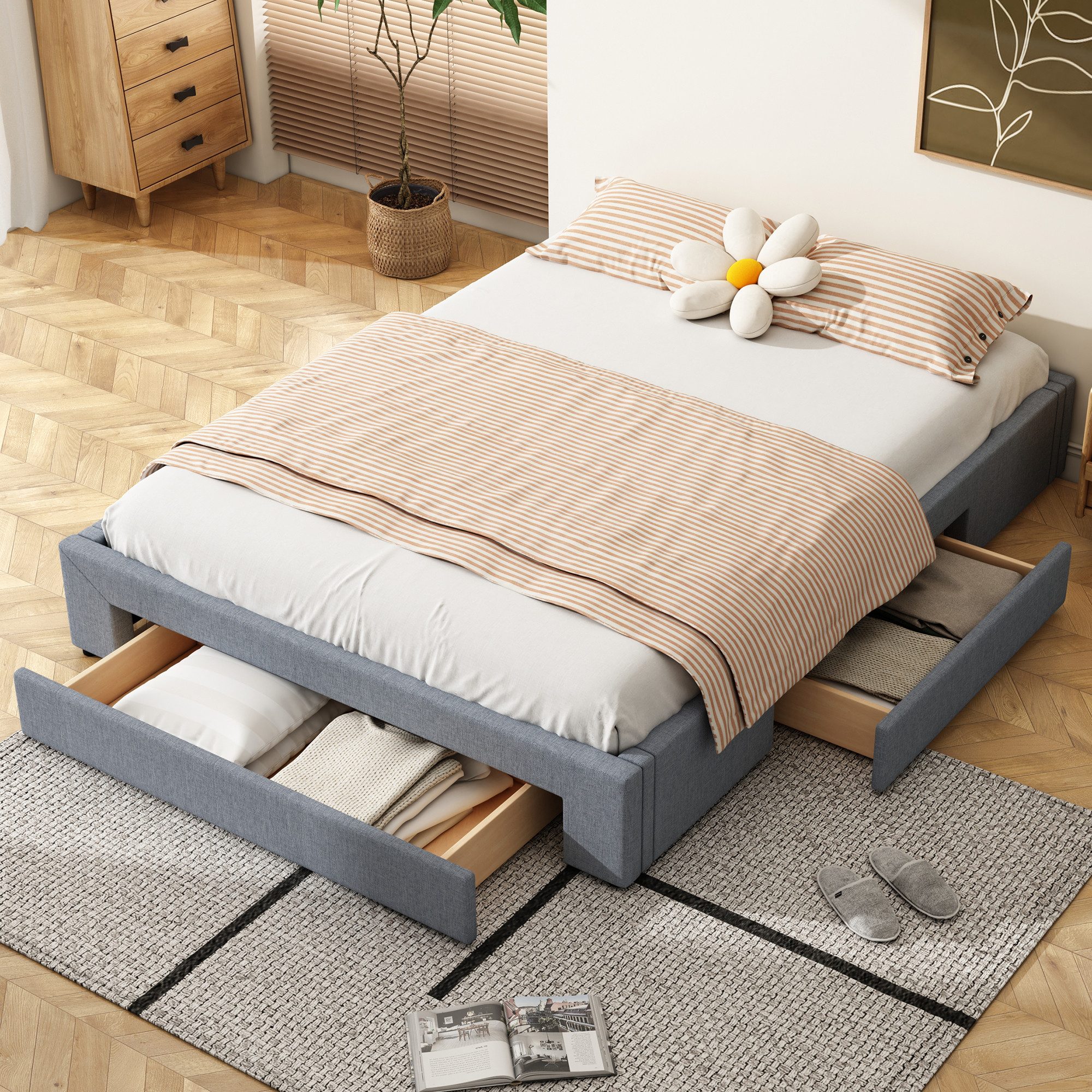TavilaEcon Palettenbett Flachbett Doppelbett Jugendbett mit günstig online kaufen