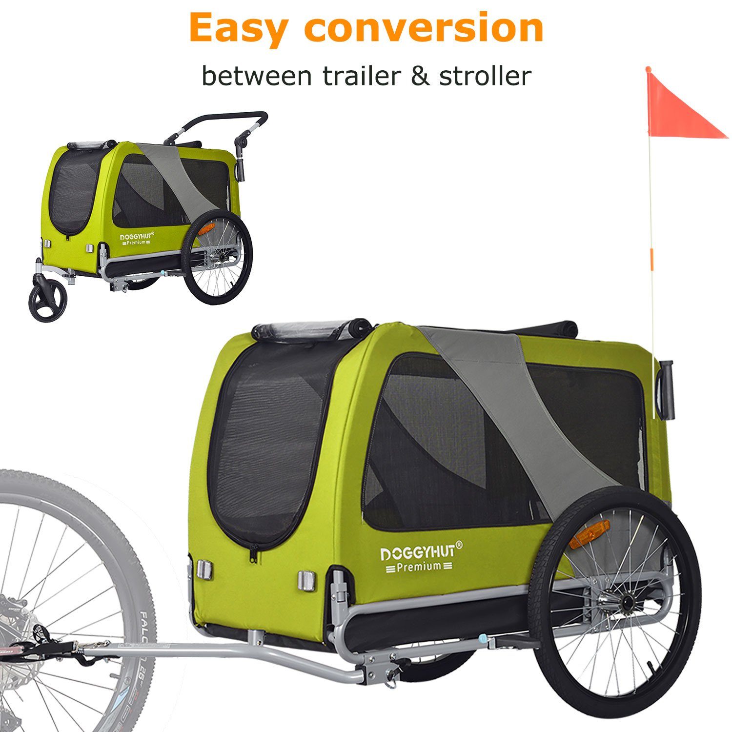 TIGGO Fahrradhundeanhänger DOGGYHUT® XL Hundefahrradanhänger & Jogger Fahrradanhänger, Geeignet für große Hunde - Maximale Schulterhöhe des Hundes: 60 cm