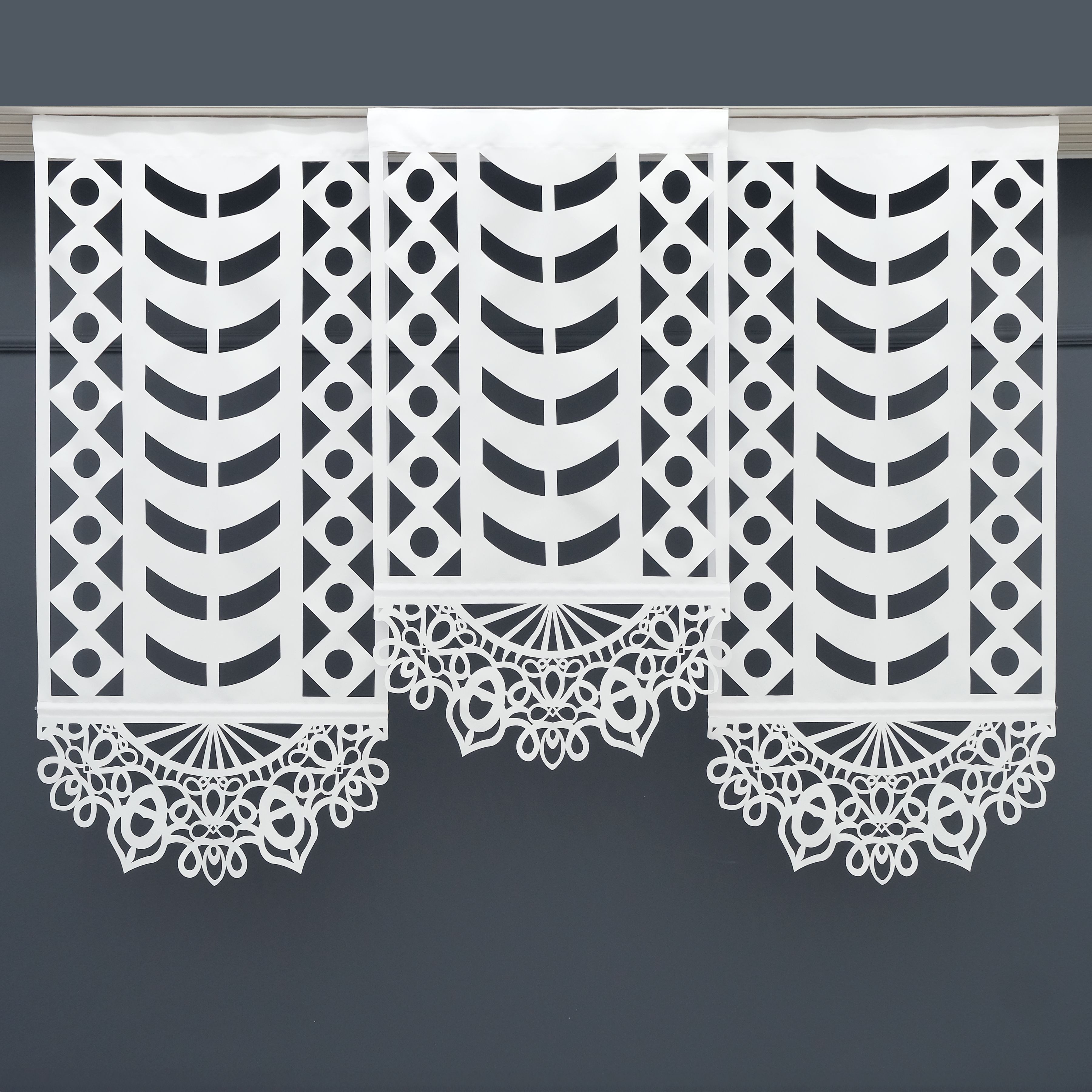 Gardinen by Justyna Schiebegardine 3er Paneel Set Laser (3 St), Kräuselband, transparent, Polyester, Fertiggardine, Schiebegardine, Modern Styl,Paneel,Panelgardine