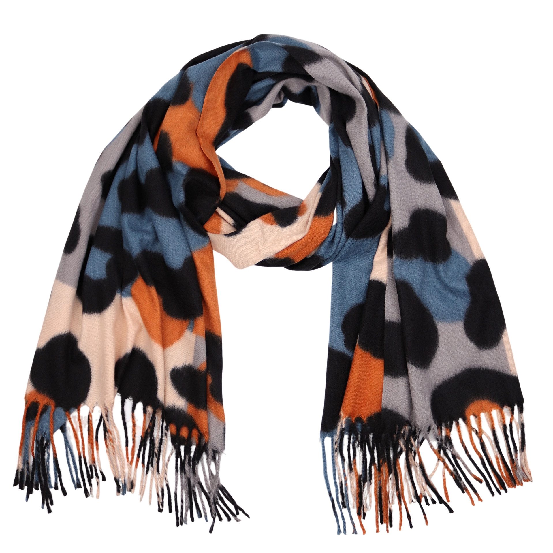 MIRROSI Modeschal weicher und warmer Schal Big Leo Muster mit Fransen, 70x180cm, (angesagtes Leo Leopard Muster; ca. 230 Gramm; Neue Kollektion Herbst/Winter 2025), Damen Halstuch ideal für Herbst und Winter