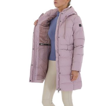 Ital-Design Wintermantel Damen Freizeit Kapuze Gefüttert Mantel in Altrosa