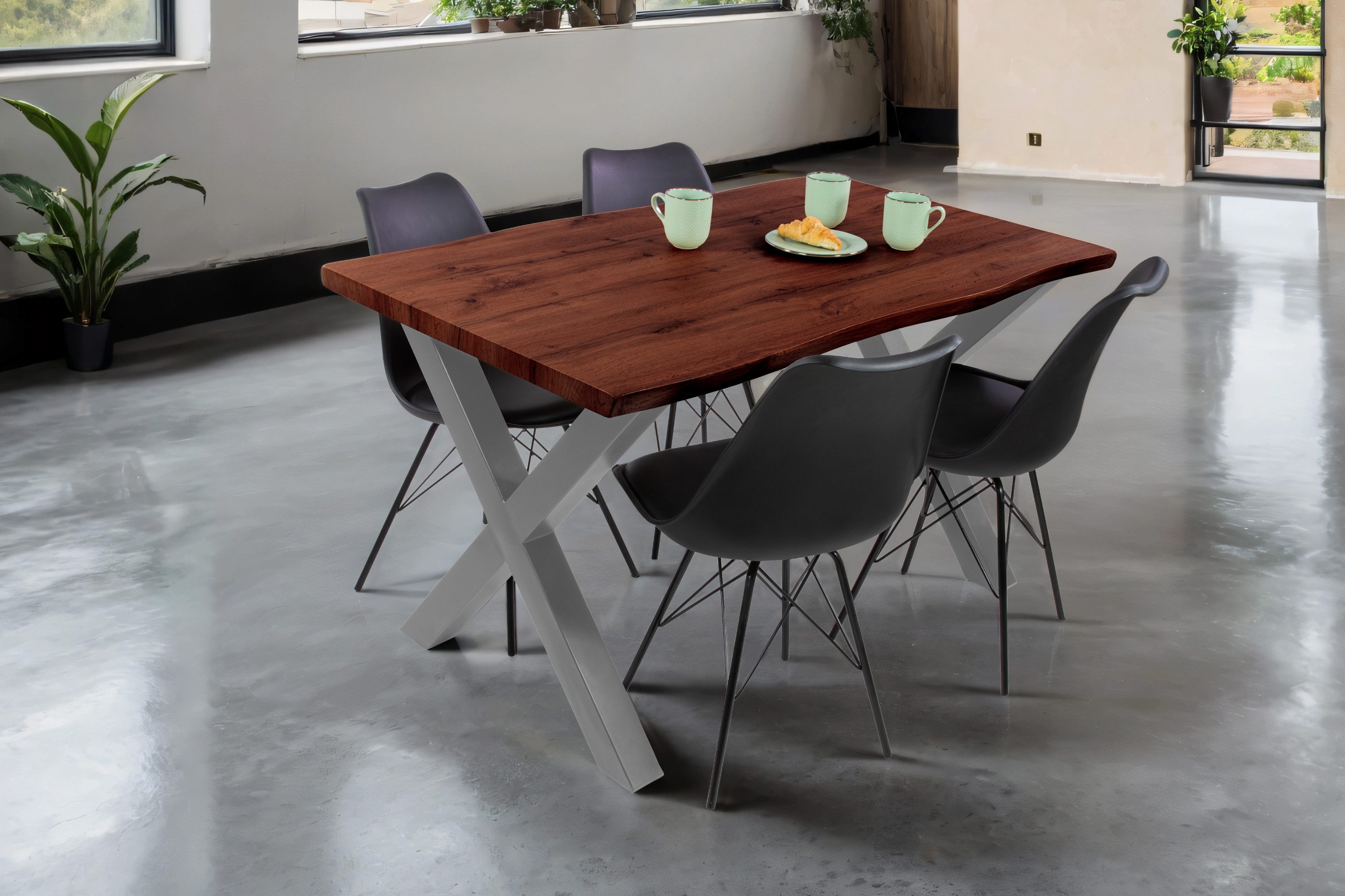 Loreno® Esstisch Josy, Nussbaumholz, Baumkante, MDF-Platte, günstig online kaufen