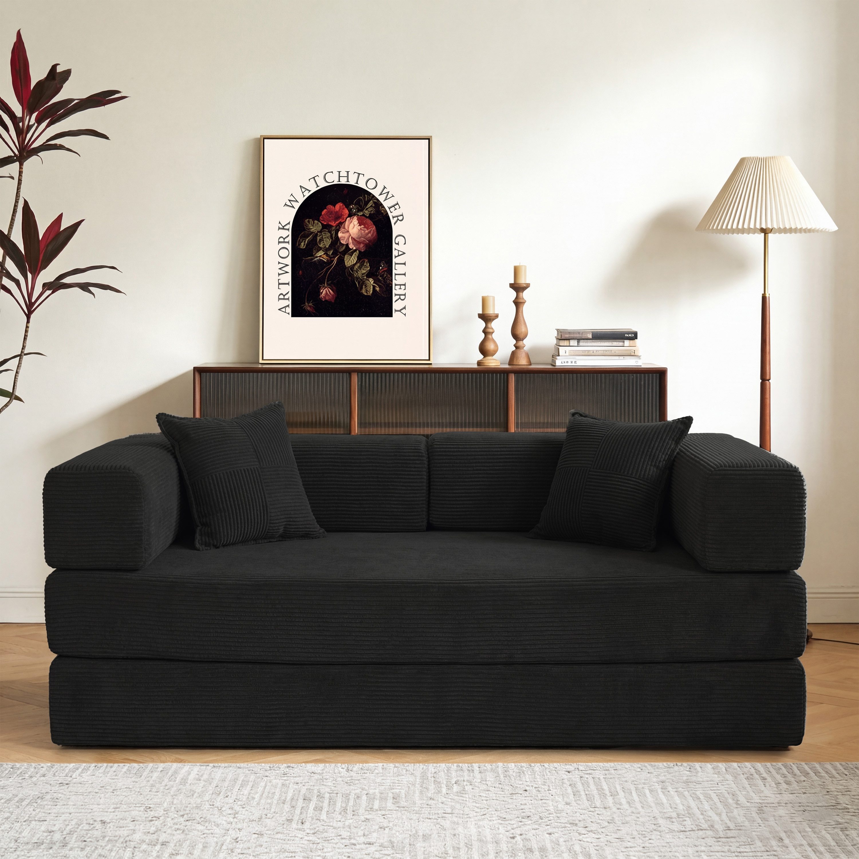 Vipbear Schlafsofa 5-in-1 Schlafsofa Cord, 300kg Belastbarkeit, 1 Teile, 200x100cm, Grün/Orange/Grau/Beige/Schwarz