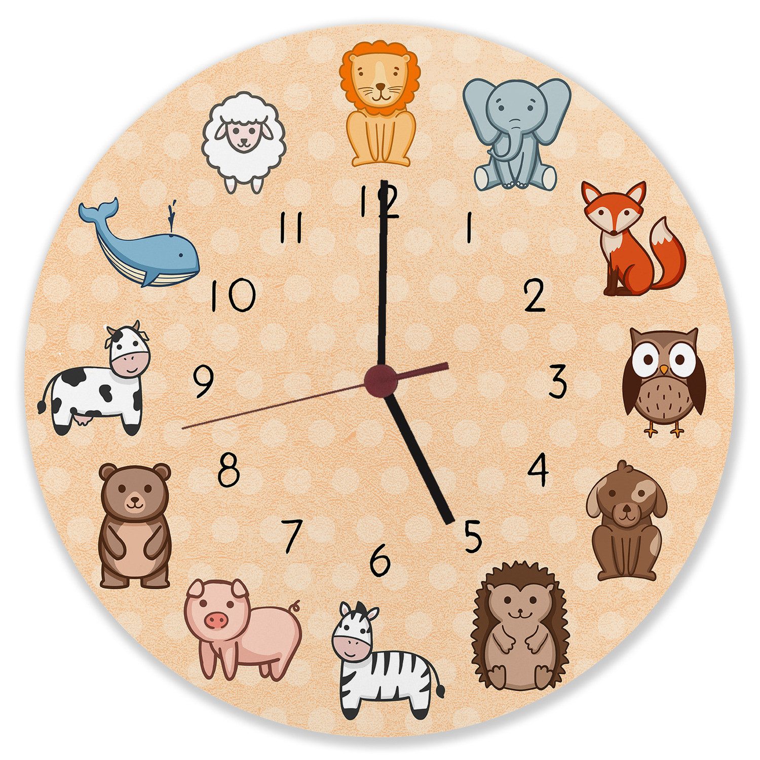 speecheese Wanduhr Kinderuhr mit süßen Tieren Wanduhr aus Alu günstig online kaufen