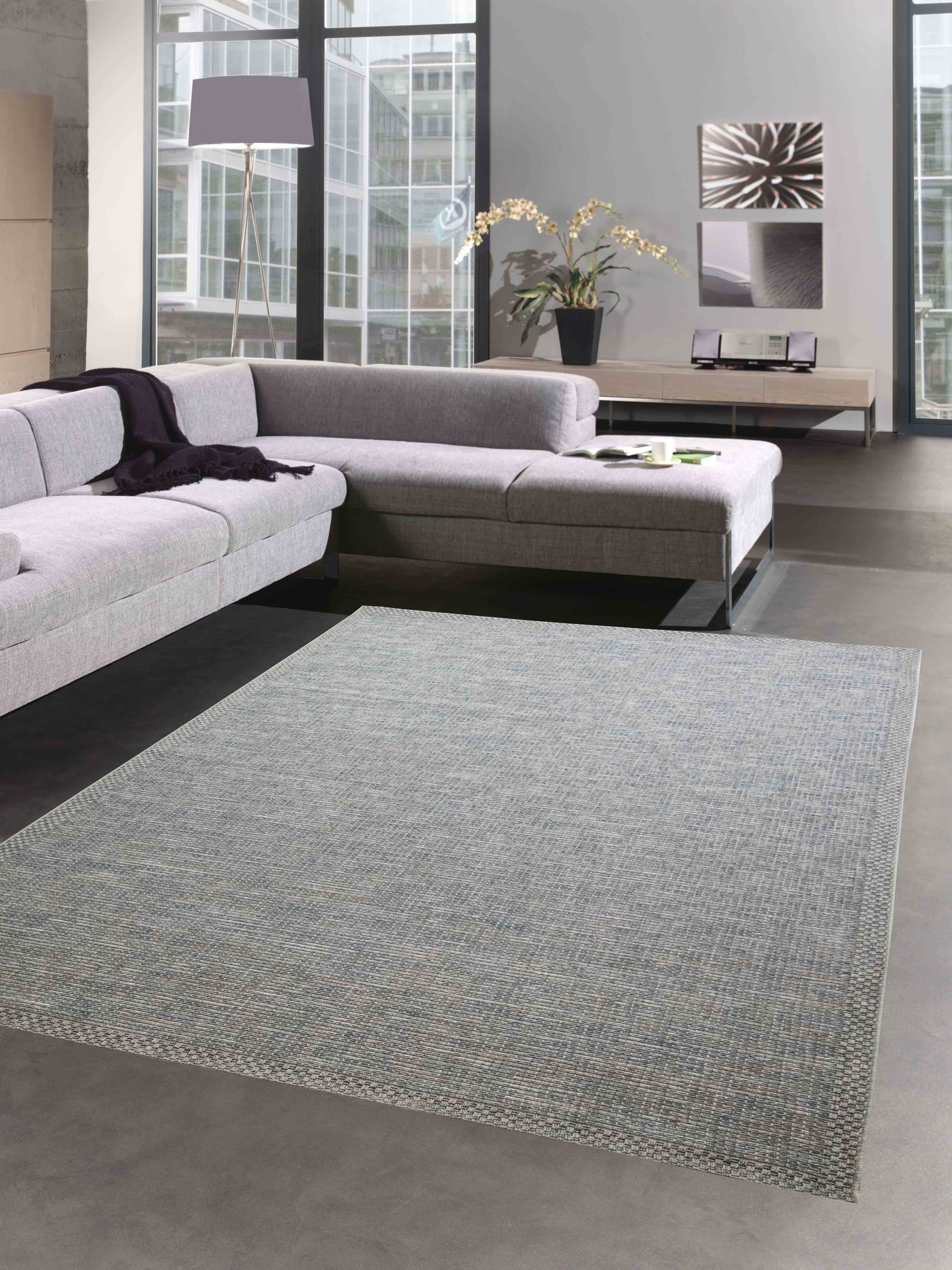 Carpetia Outdoorteppich Indoor & Outdoor Teppich Sisal Optik Balkon Küche Terrasse türkis, rechteckig, Höhe: 8 mm