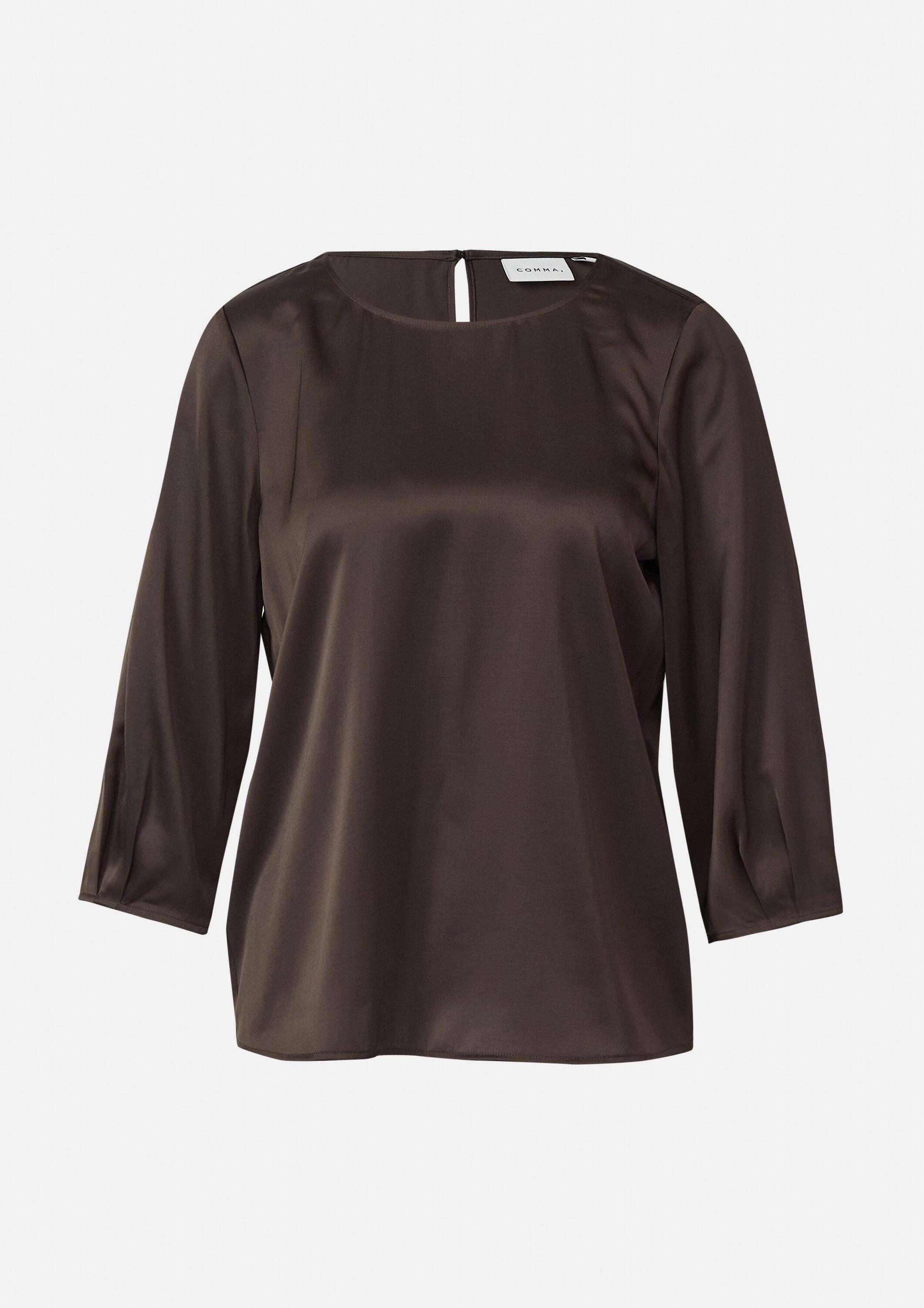 comma Kurzarmbluse Bluse Satinbluse mit 3/4-Ärmeln