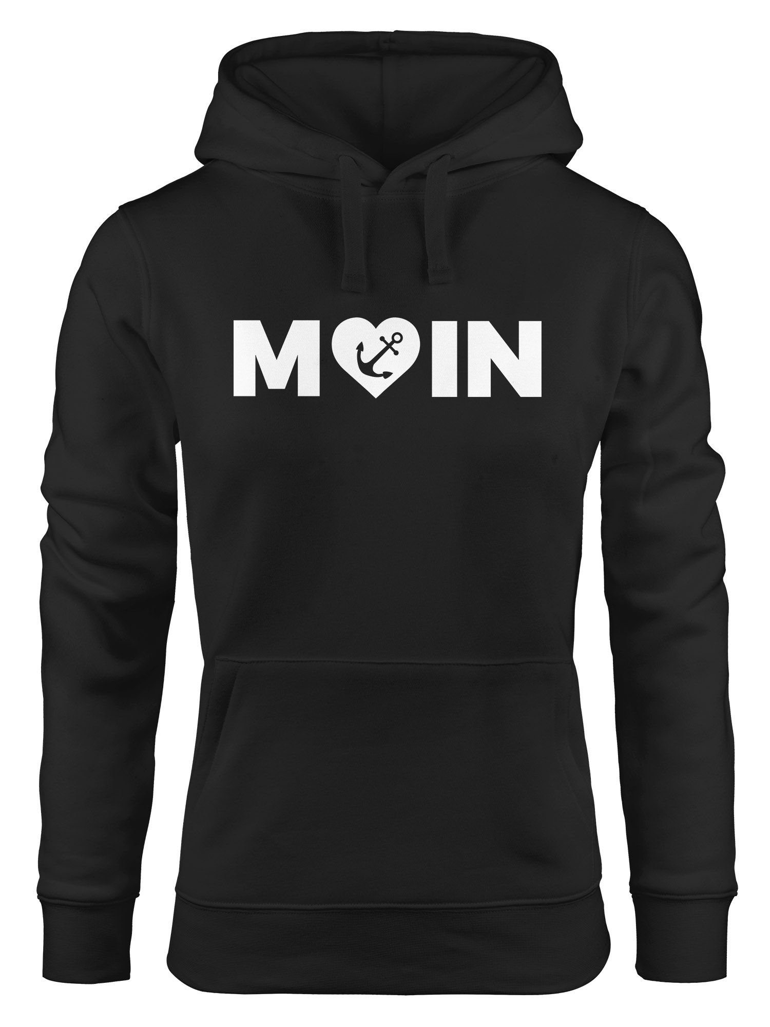 MoonWorks Hoodie Cooler Kapuzen-Pullover Damen Moin Love Herz mit Anker Nordsee Hoodie Moonworks® schwarz