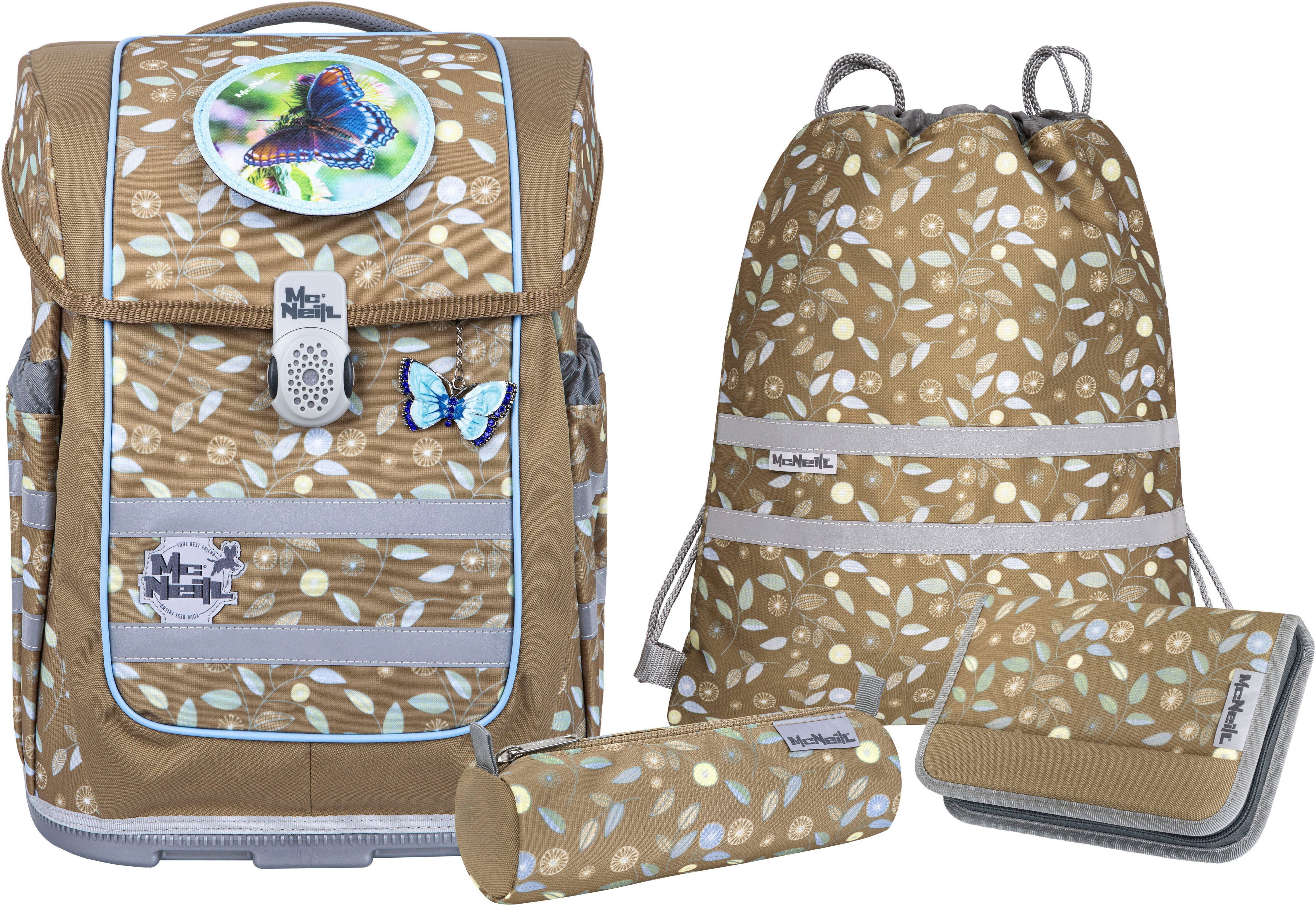 McNeill Schulranzen Ergo Compacto, Greta (Set, 5-tlg), inkl. Federmäppchen, Turnbeutel, Schlamperrolle & Motivmagnet