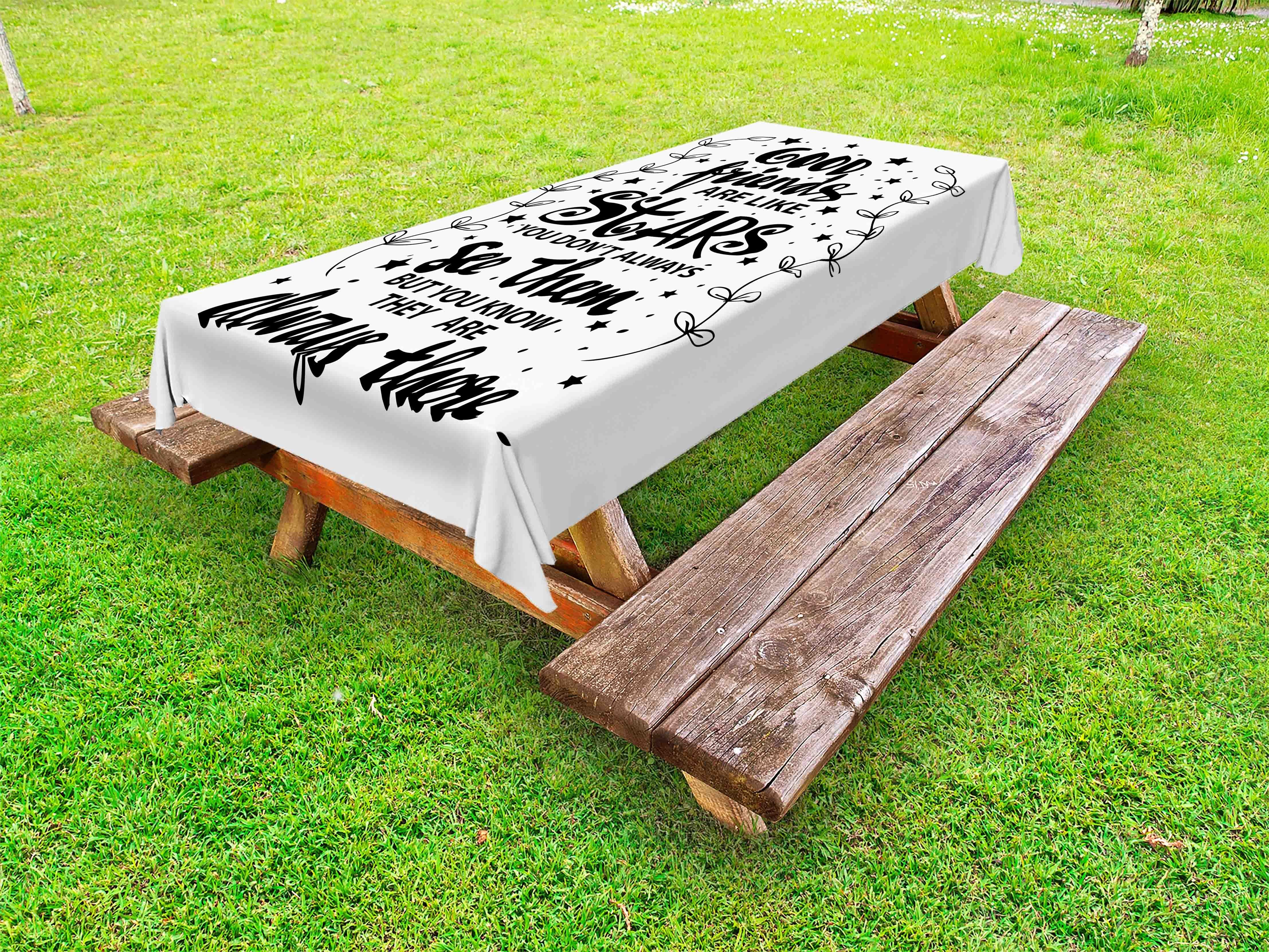 Abakuhaus Tischdecke dekorative waschbare Picknick-Tischdecke, Bester Freund monochromatische Beschriftung
