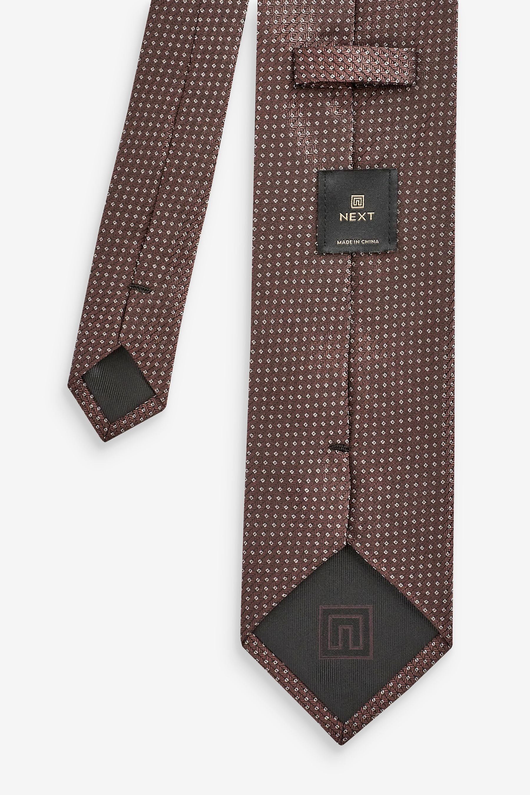 Seidenkrawatte, Strukturierte Next Krawatte (1-St) Neutral breit Brown