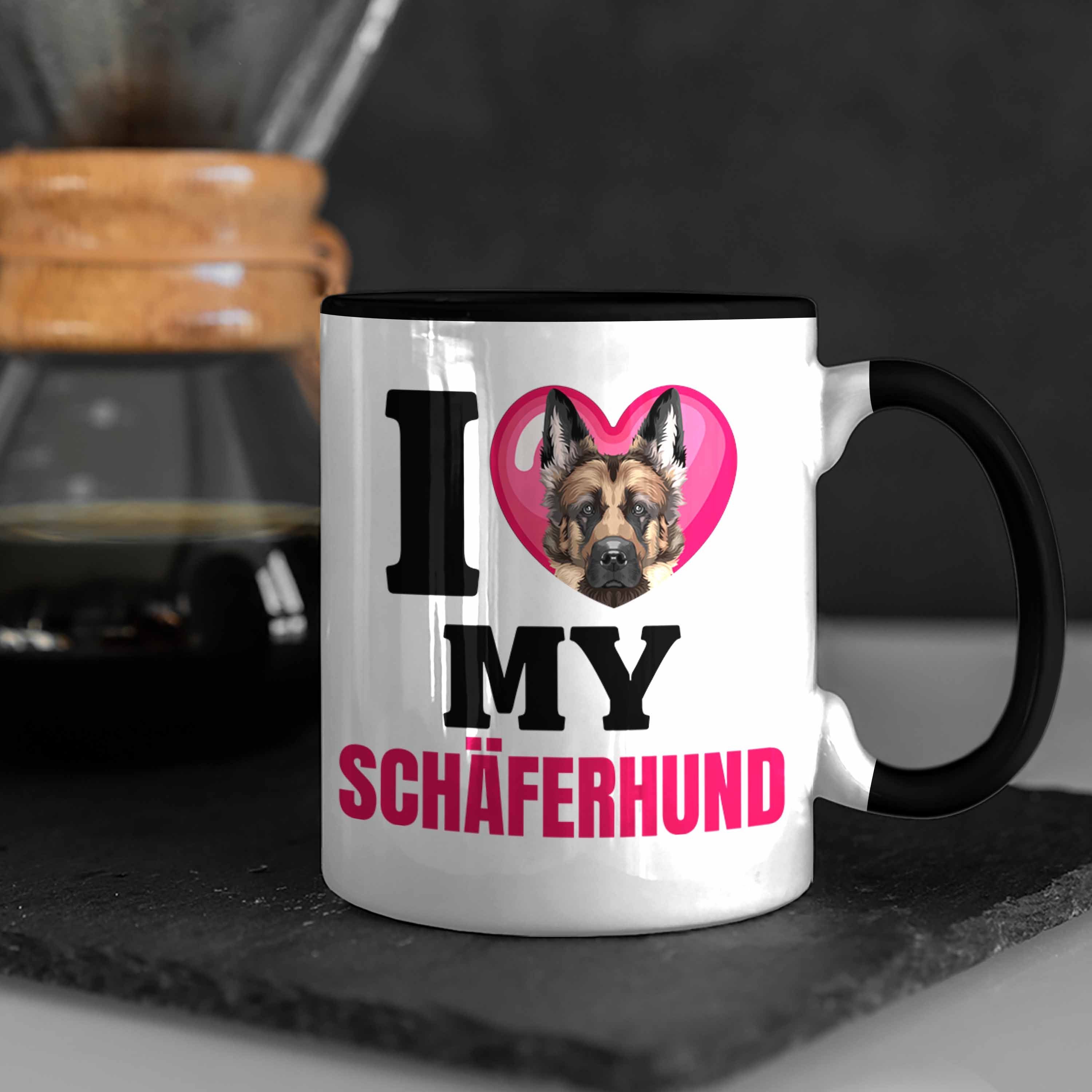 Tasse Schäferhund Trendation Tasse Geschenk Lustiger Besitzerin Schwarz Spruch Geschenkidee I L