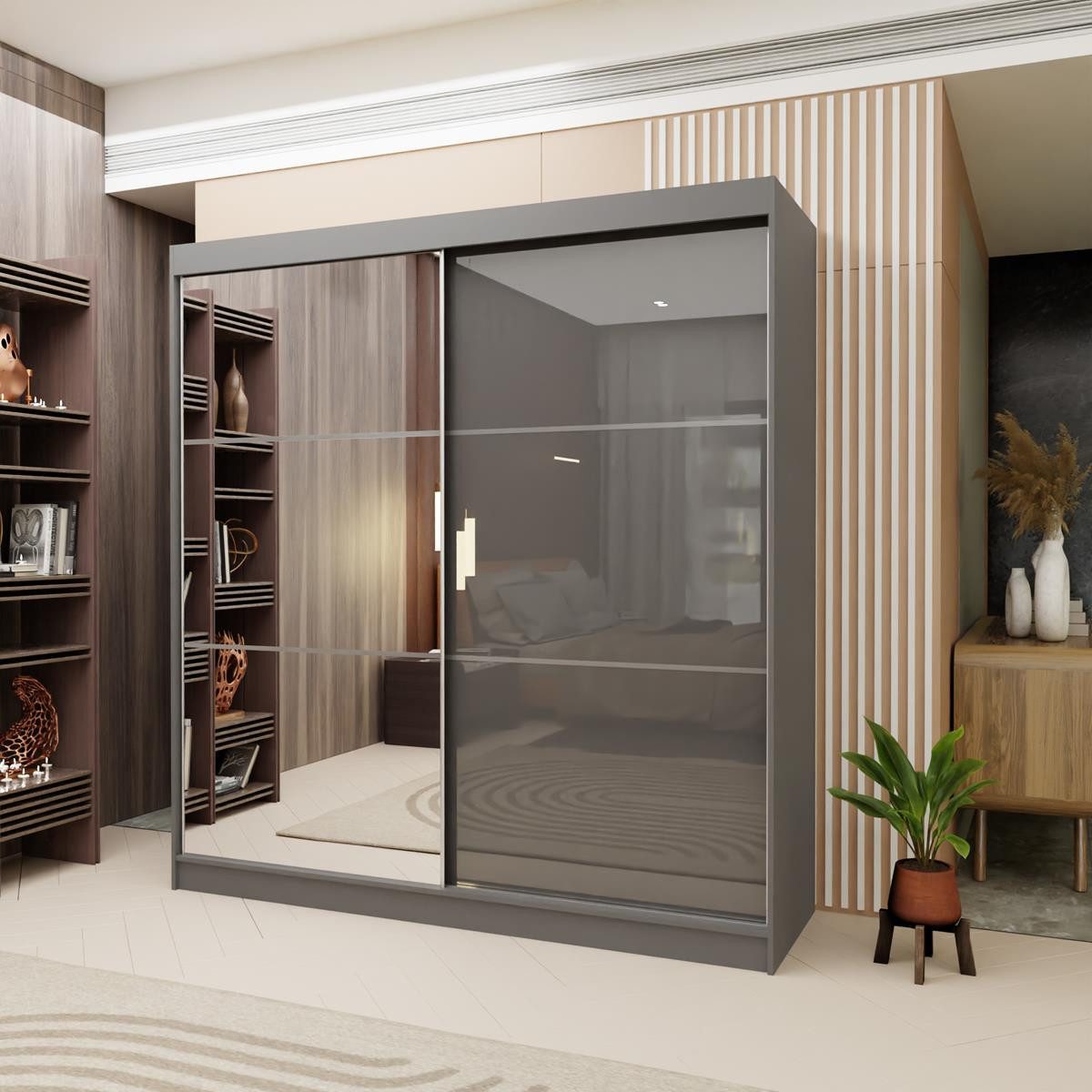 Compleo Schwebetürenschrank CINZIA, Schrank mit Lacobel günstig online kaufen