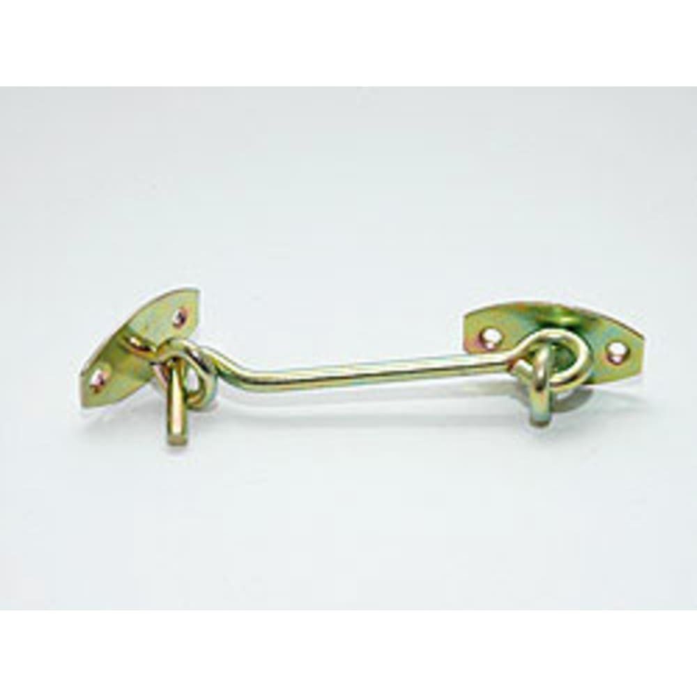 HundB Настінні гачки Sturmhaken mit Öse, gelb verzinkt 10 cm x 5,2 mm auf Karte, (Stück, 1-St., Sturmhaken), Haken Riegel Verschluss Sperrhaken Fensterhaken Befestigungselement