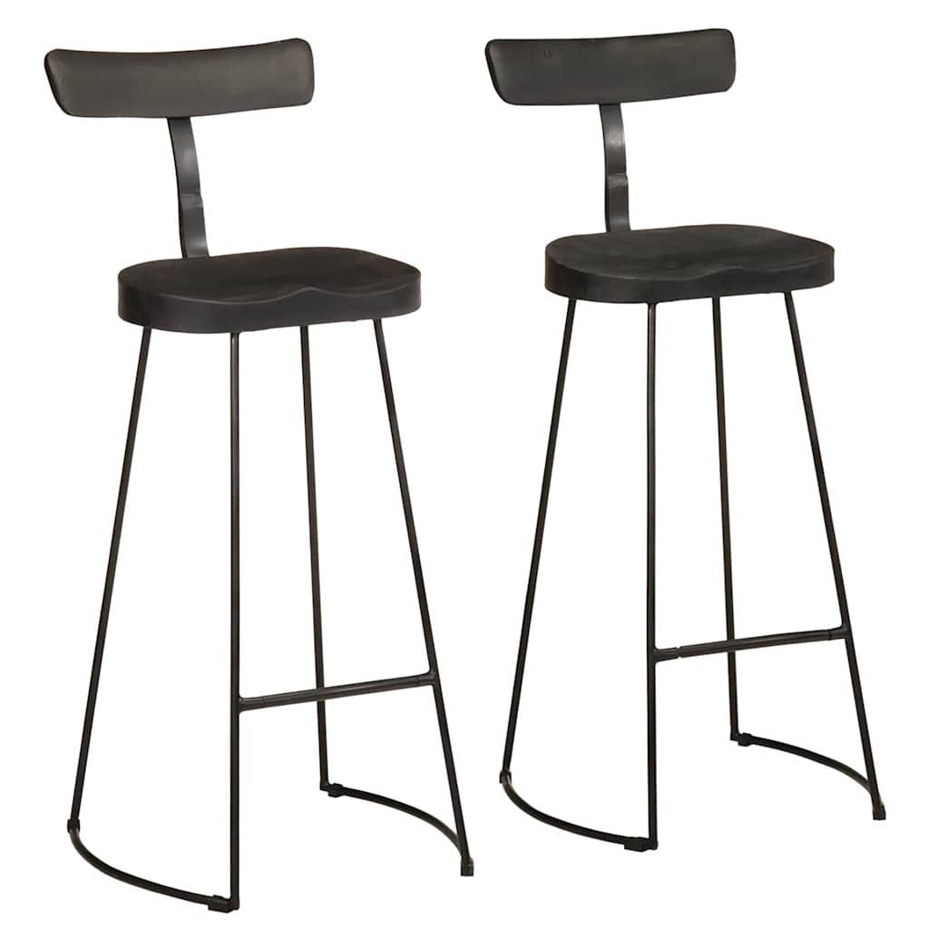 Barhocker Barhocker 2 Stk. Schwarz 49x43x103 cm Massivholz