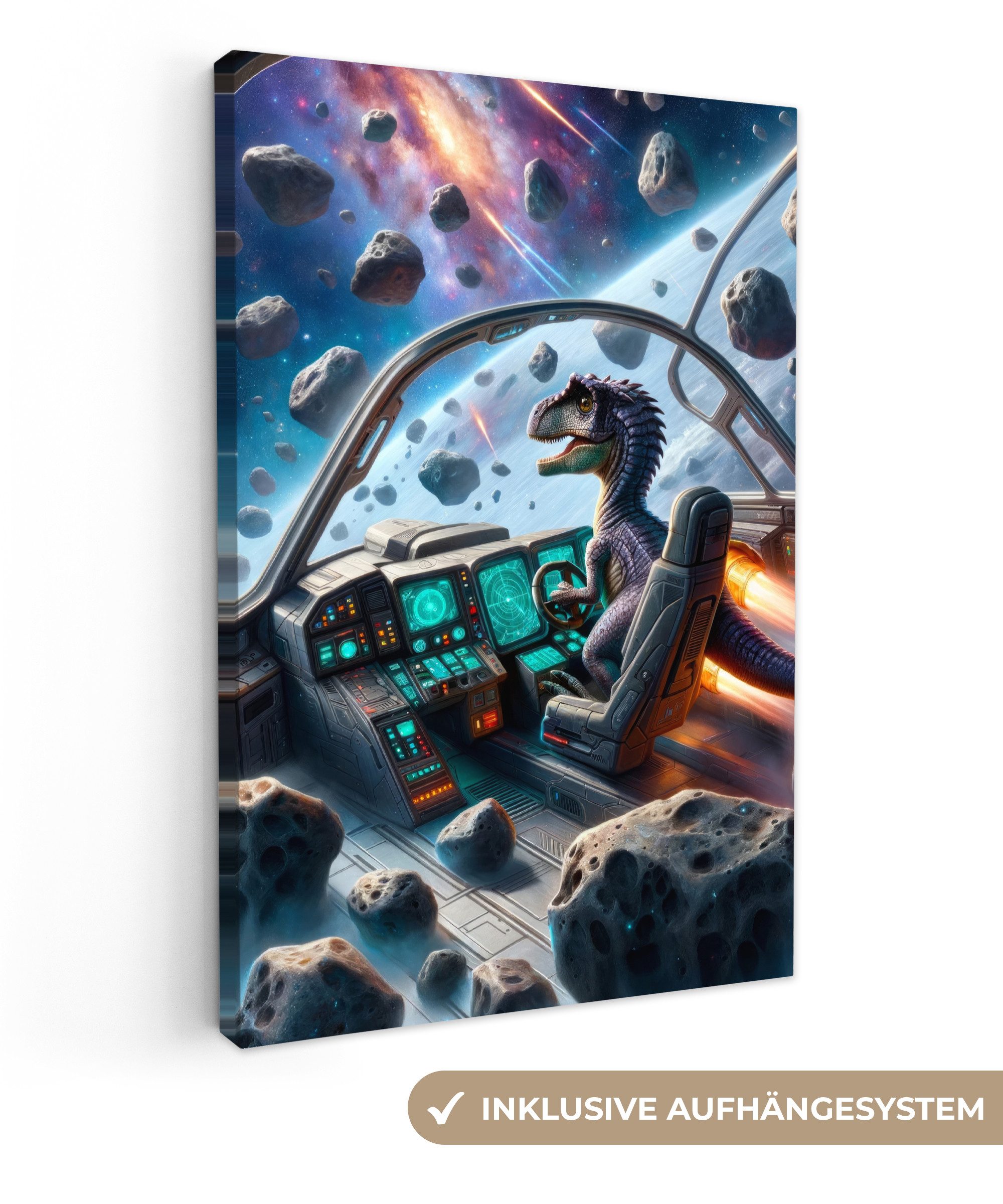 OneMillionCanvasses® Leinwandbild Dino - Weltraum - günstig online kaufen