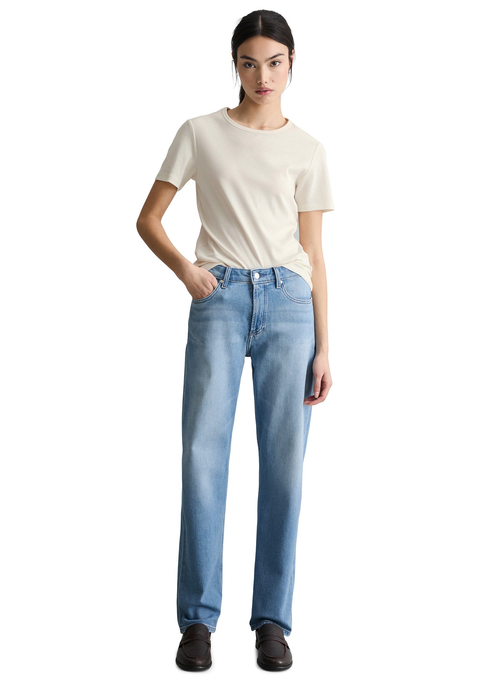 Marc O'Polo DENIM Straight-Jeans Model Olina straight aus weichem Organic Cotton-Lyocell-Mix – Bild 4 von 5