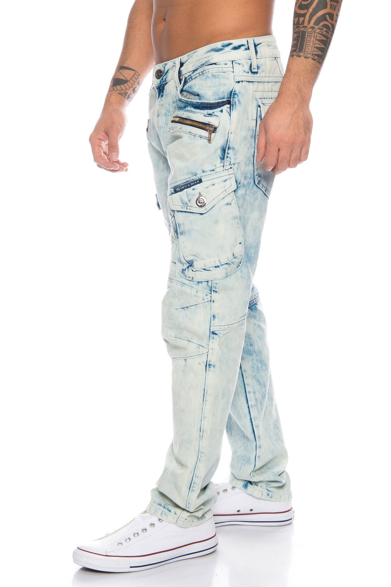 Cipo & Baxx Cargojeans Herren Jeans Hose mit ausgefallener Waschung und Nah günstig online kaufen