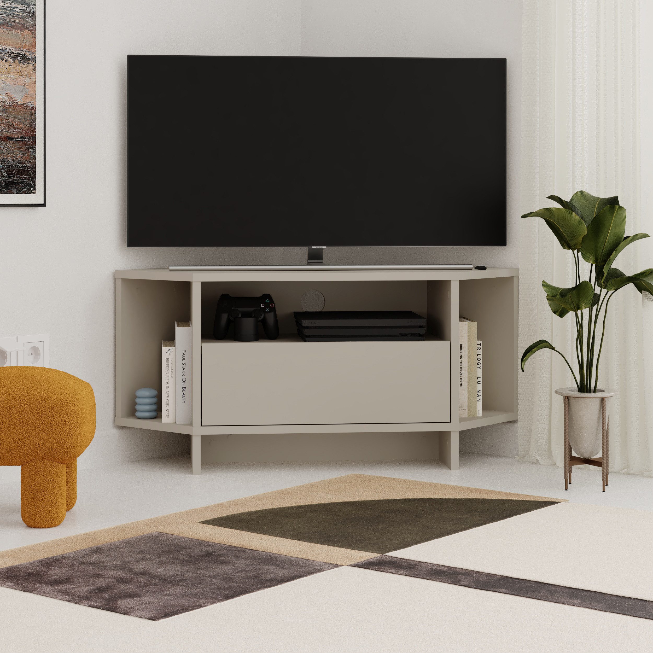Decortie TV-Ständer VIVA, (bis 40 Zoll, Eck-Lowboard Fernsehschrank 40 Zoll, 95,7 x 35,4 x 45,3 cm)