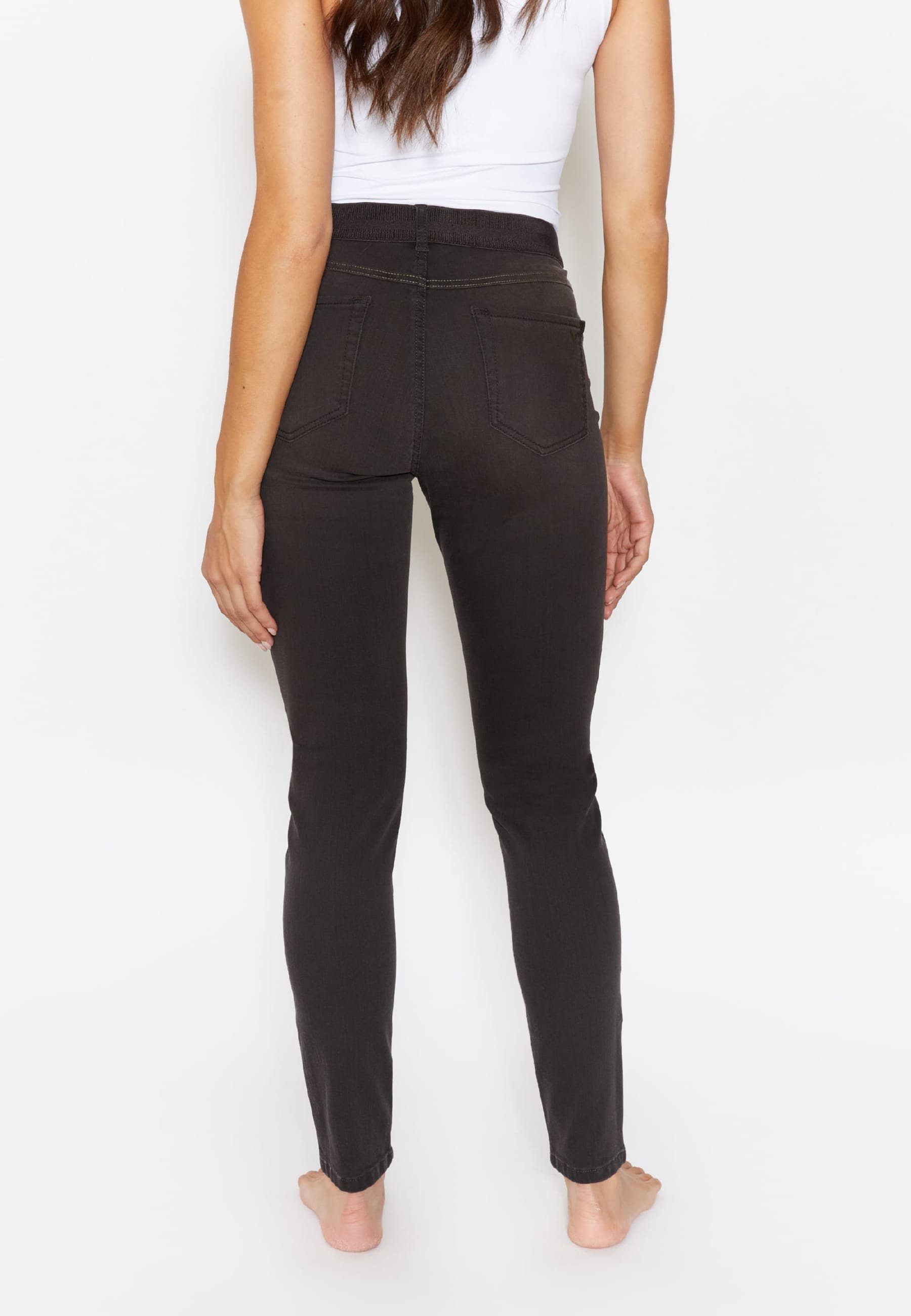Slim-fit-Jeans ANGELS Label-Applikationen mit Size dunkelbraun Jeans One Stretch-bund Mit
