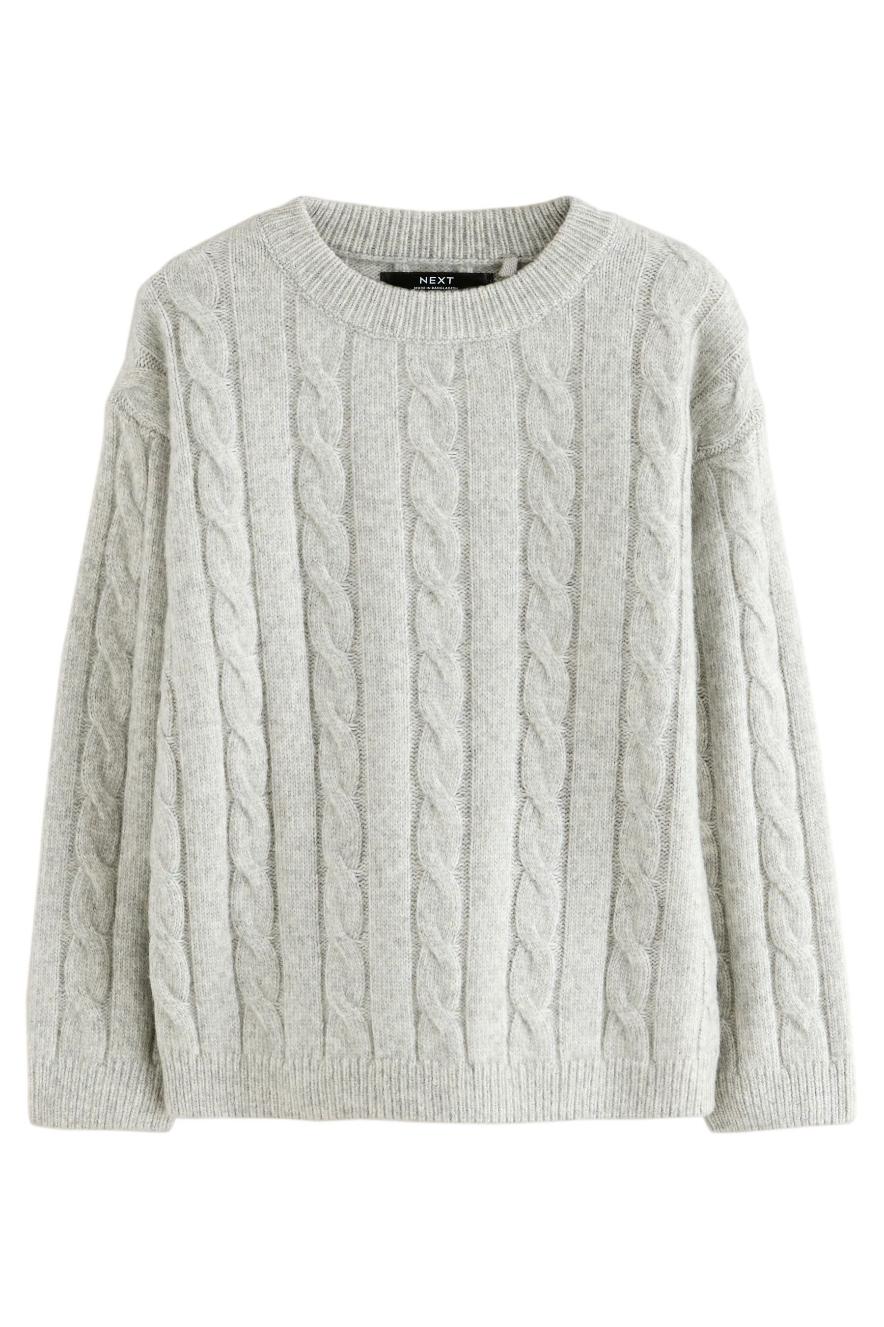 Rundhalspullover Zopfmusterpullover aus 100 % Baumwolle