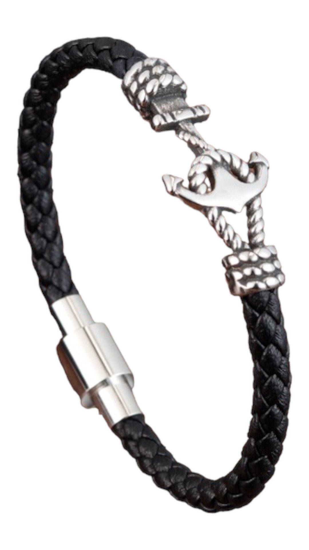 Maritim Anker Karisma Schmuck 21cm LBS217, Herren Lederarmband Männerschmuck 1 Reihig Edelstahl