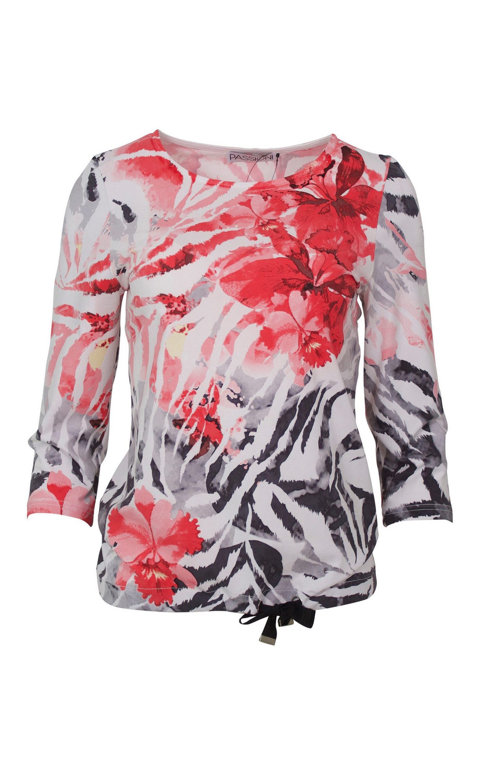 Passioni 3/4-Arm-Shirt mit floralem Print und Tunnelzug günstig online kaufen