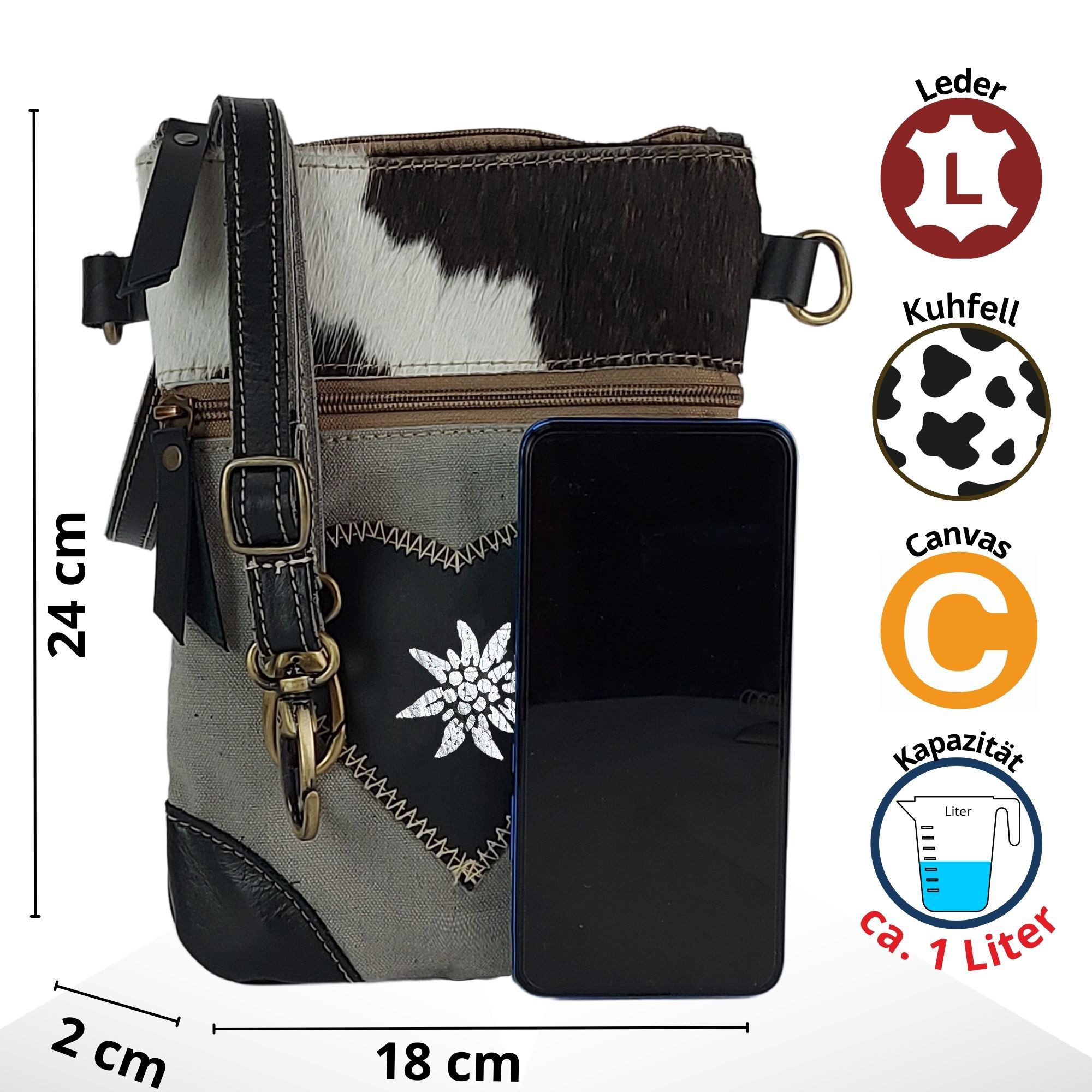 Domelo Trachtentasche kleine Oktoberfest Tasche, schwarze Dirndltasche, Unikate Trachtentasche