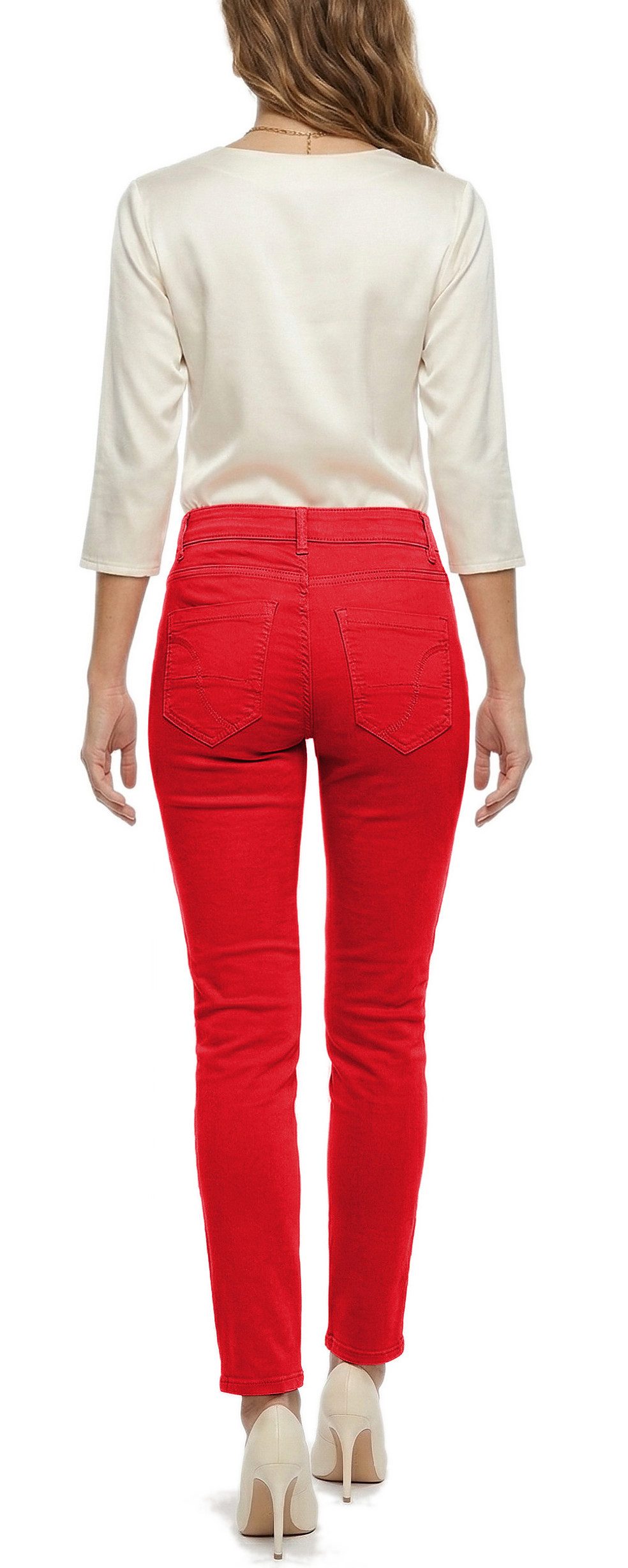 dy_mode Skinny-fit-Jeans Damen Skinny Jeans mit Knopfleiste Röhrenjeans Bleistiftjeans Knopfleiste Verschluss, in Unifarben
