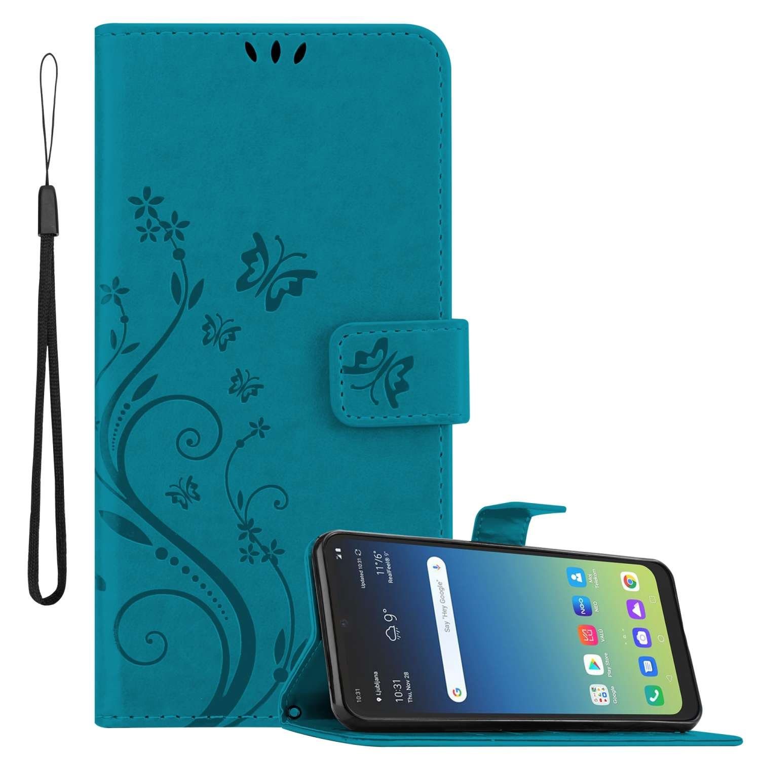 Cadorabo Handyhülle für LG K40S Hülle LG K40S, Hülle Schutzhülle Blumen Flower mit Standfunktion Kartenfach Magnet