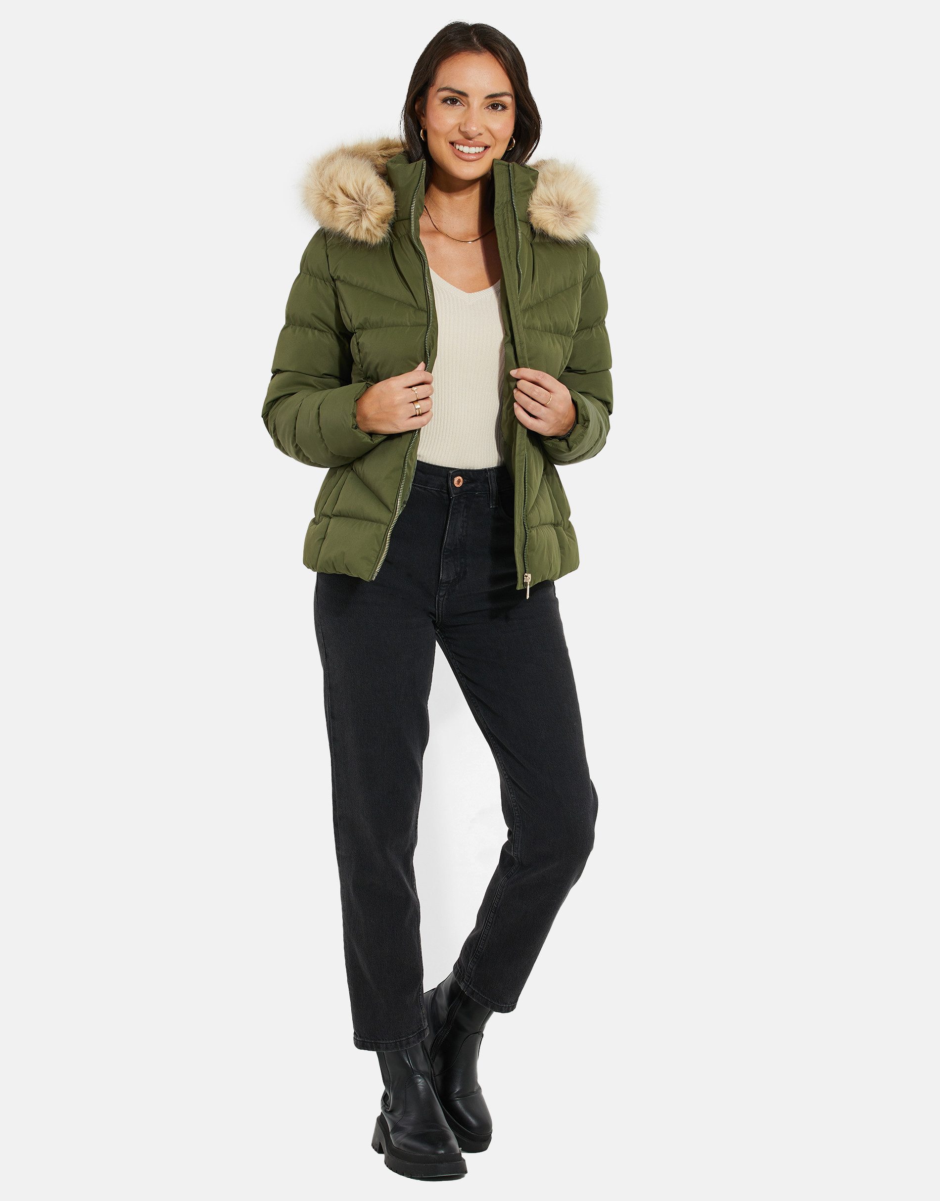 Threadbare Steppjacke (1-St) mit kuscheliger Kapuze