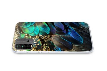 MuchoWow Handyhülle Federn - Pfauenfedern - Pfau - Blau - Kunst, Phone Case, Handyhülle Xiaomi Redmi 9T, Silikon, Schutzhülle