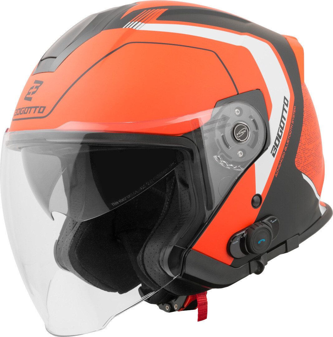 Bogotto Motorradhelm H586 BT Illus Bluetooth Jethelm, Integriertes Kommunikationssystem,geeignet Für Brillenträger,hera