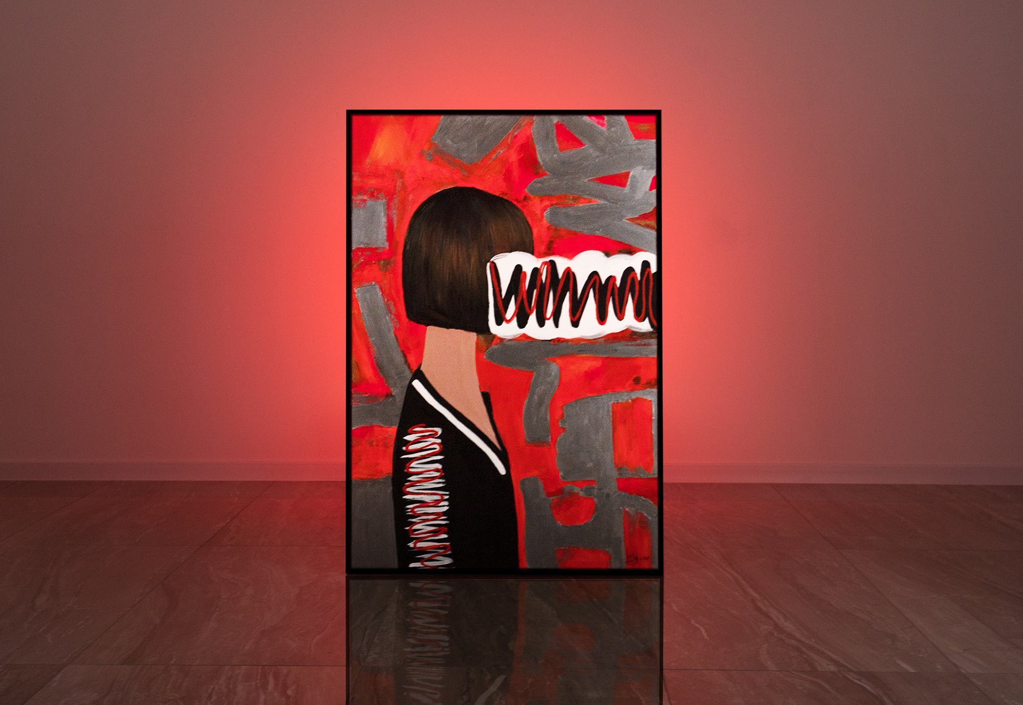 Gemälde Schwarz Rahmen Abstrakte in Emotion, YS-Art Mit Abstraktion