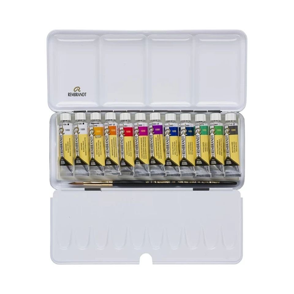 Talens Farbkasten Rembrandt Aquarellfarben-Set im Metalletui I 12 x 10-ml-Tuben