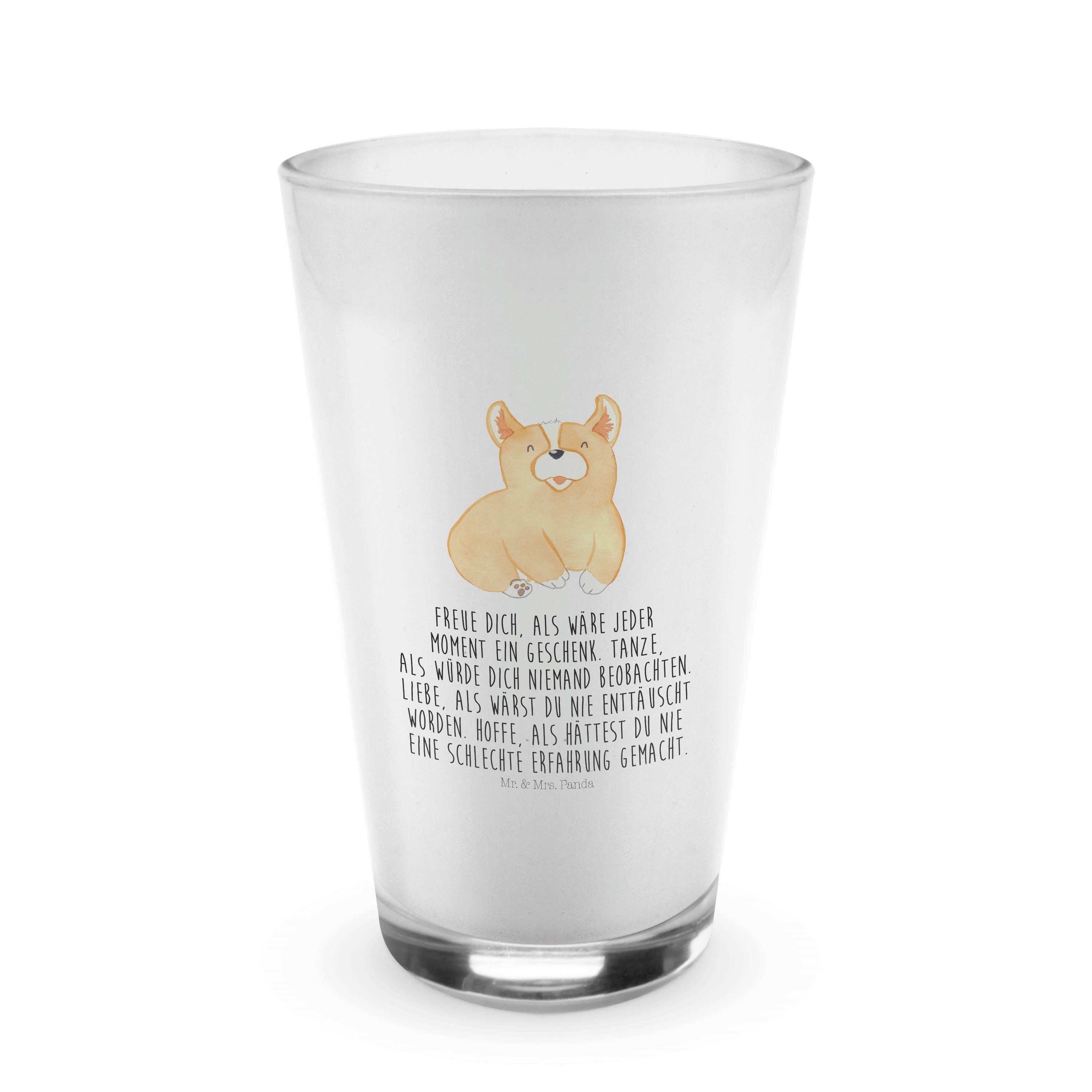 Mr. & Mrs. Panda Glas Corgie - Transparent - Geschenk, Cappuccino Glas, Sprüche, entspannt, Premium Glas