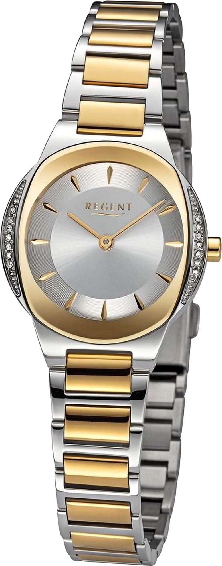28,5mm), Armbanduhr Regent Damen groß Analog, Quarzuhr Armbanduhr Damen Metallarmband rund, (ca. extra Regent