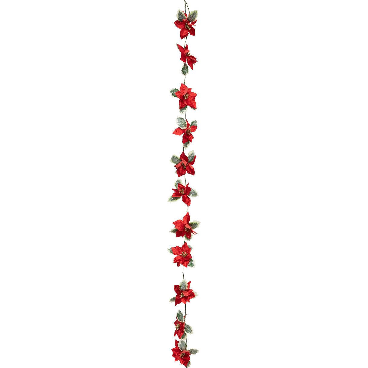 Atmosphera Créateur d'intérieur Dekoobjekt Weihnachtsgirlande mit roten Blumen, 180 cm (Deko-Objekt, Deko-Objekt)