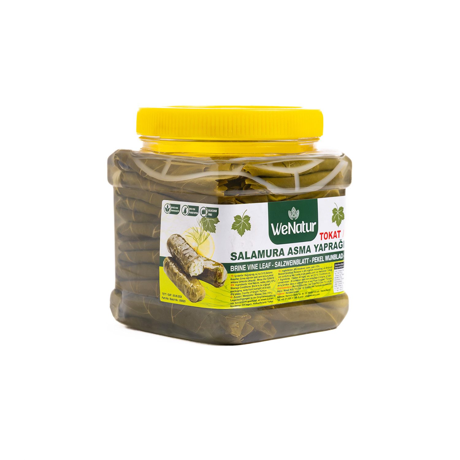 We_Natur Gemüsekonserve Salzlake Weinblätter – Traditionell, lokal & ohne Zusatzstoffe, 600 g, 100 % Natürlich, Eingelegte Weinblätter für Dolma
