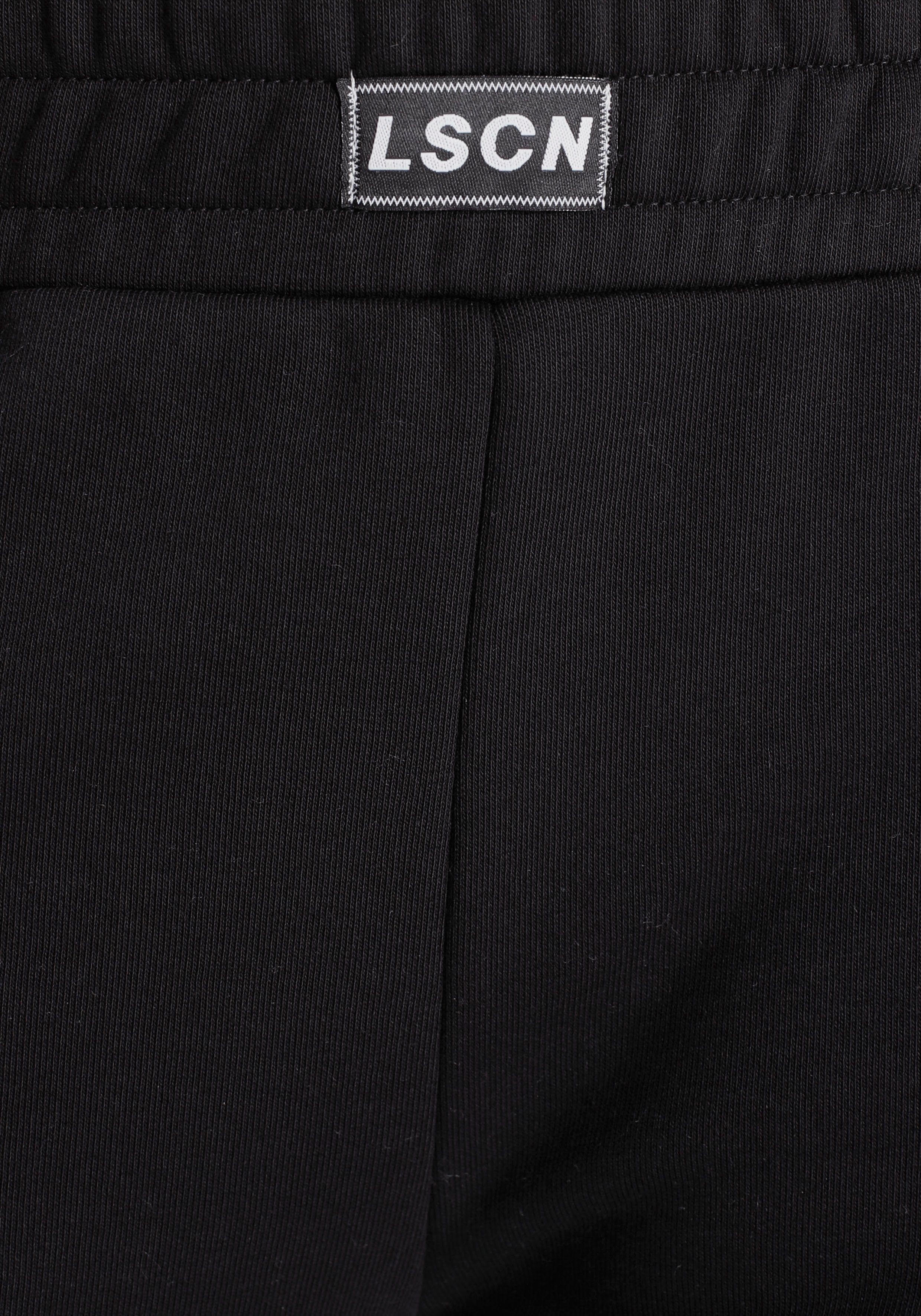 Loungewear, schwarz geripptem Hosenbund, Jogginghose mit Loungeanzug LASCANA