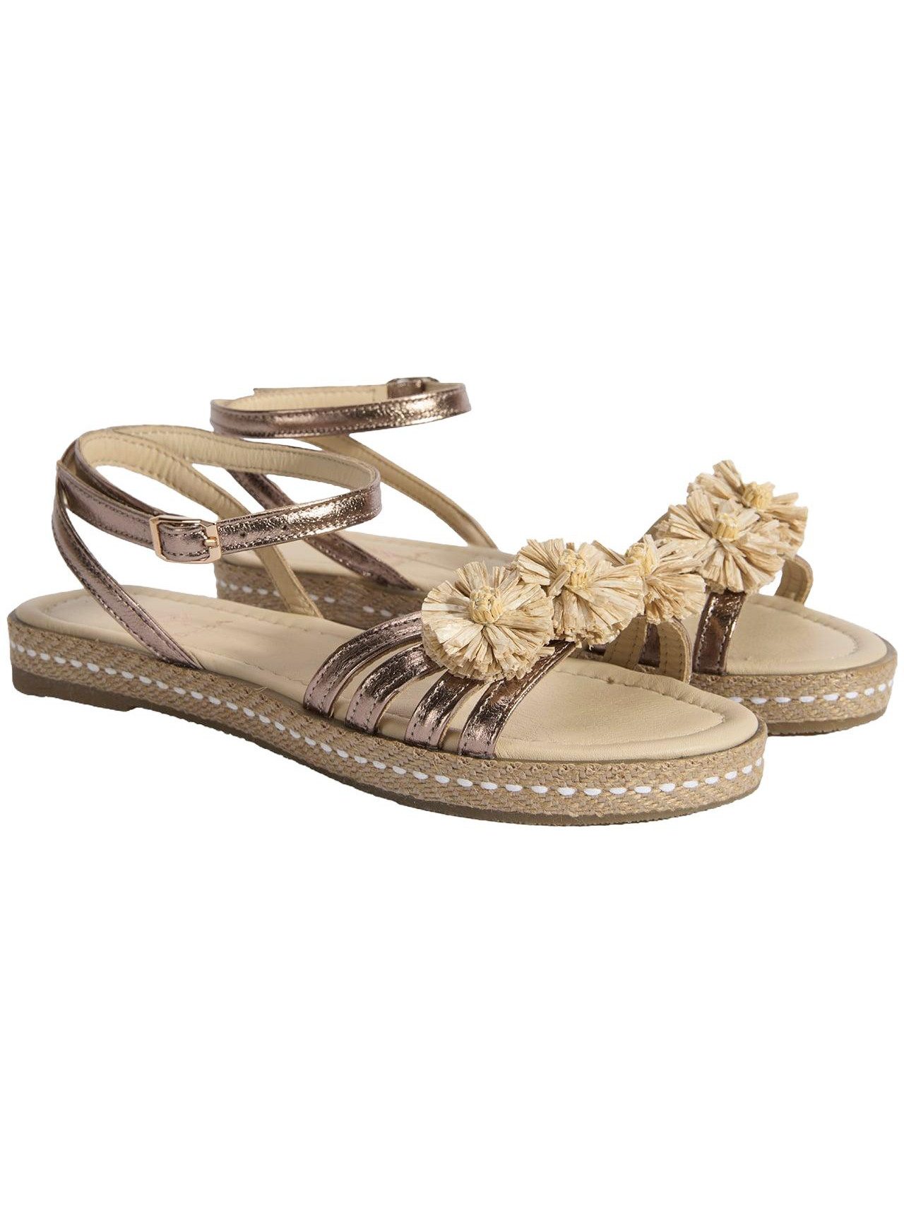 Desa Damen-Ledersandalen – Komfortabler flacher Absatz, verstellbare Schna Slipper