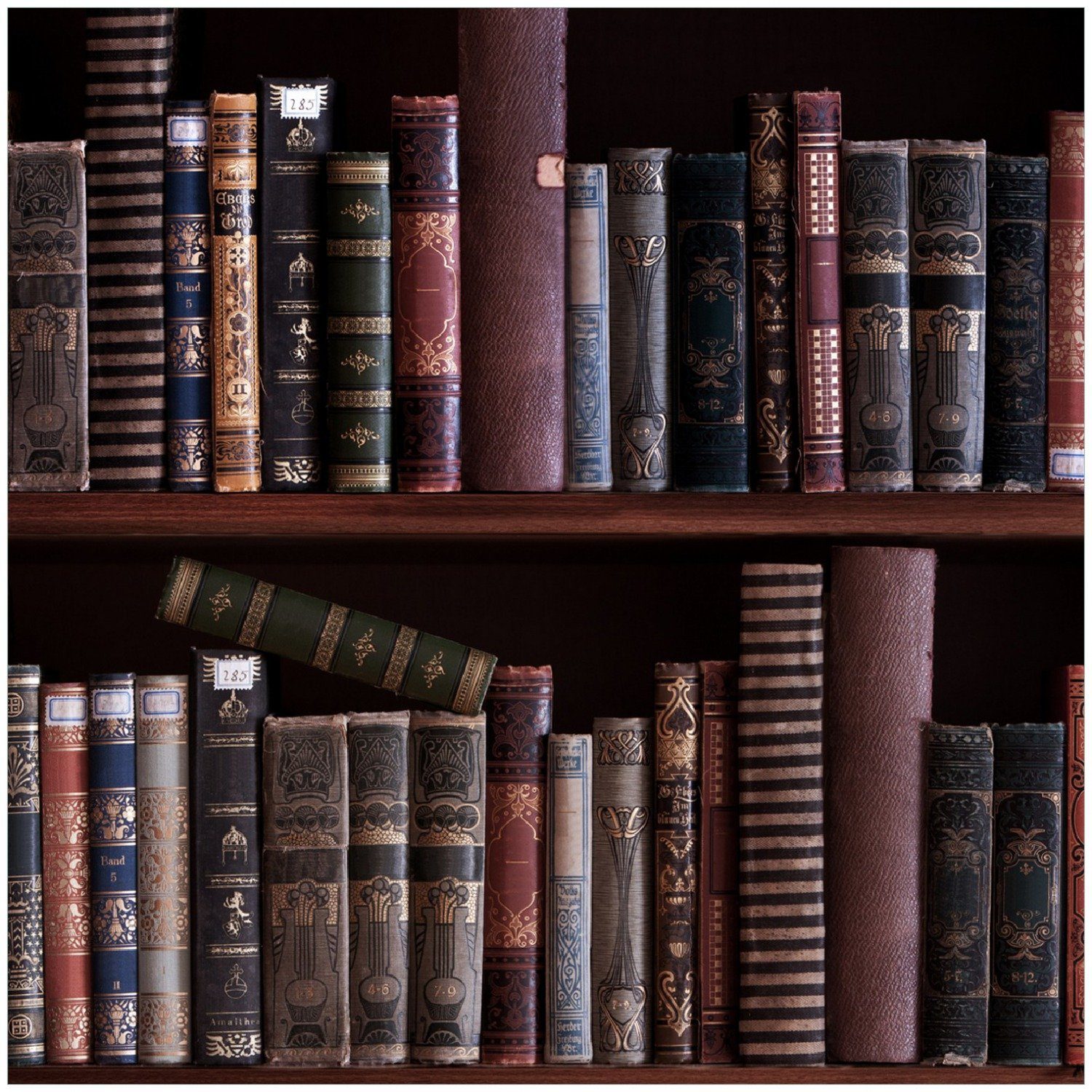 Memoboard Bücherregal mit Wallario Büchern alten