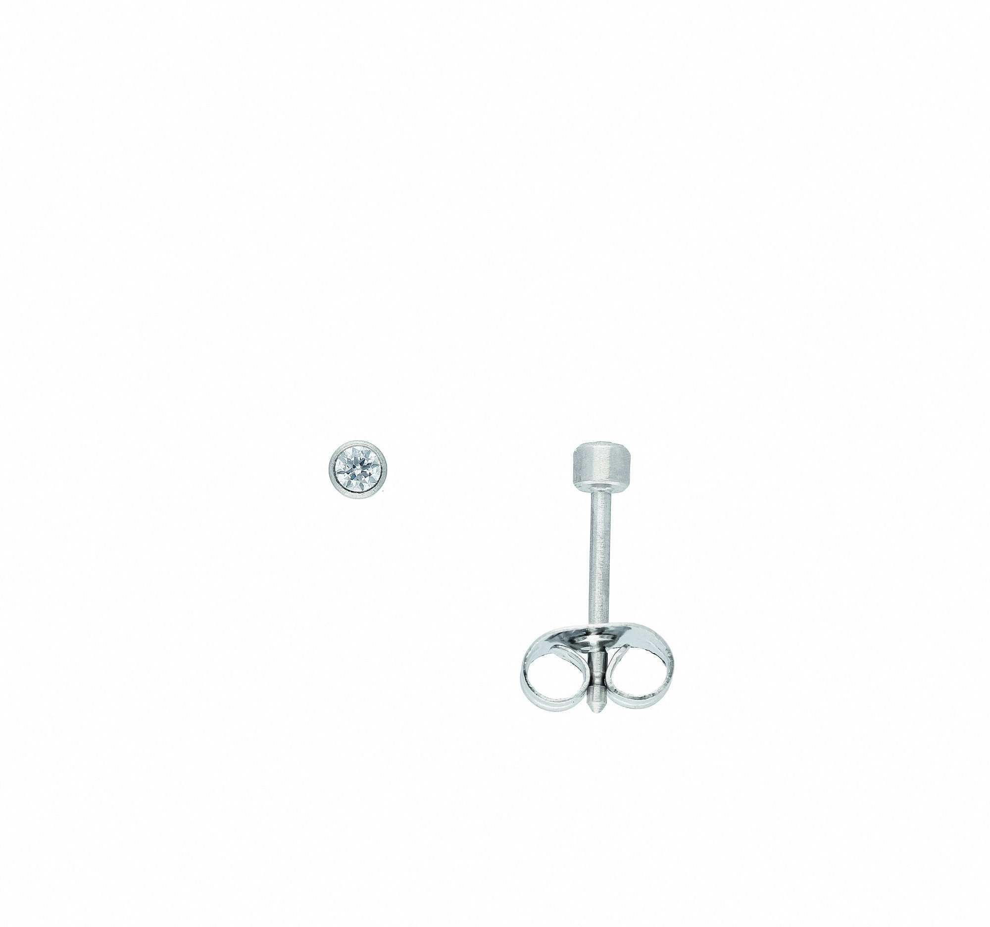 Adelia´s Paar Ohrhänger Damen Edelstahl Ohrringe Ohrstecker mit Zirkonia Ø 2,5 mm, mit Zirkonia Edelstahlschmuck für Damen