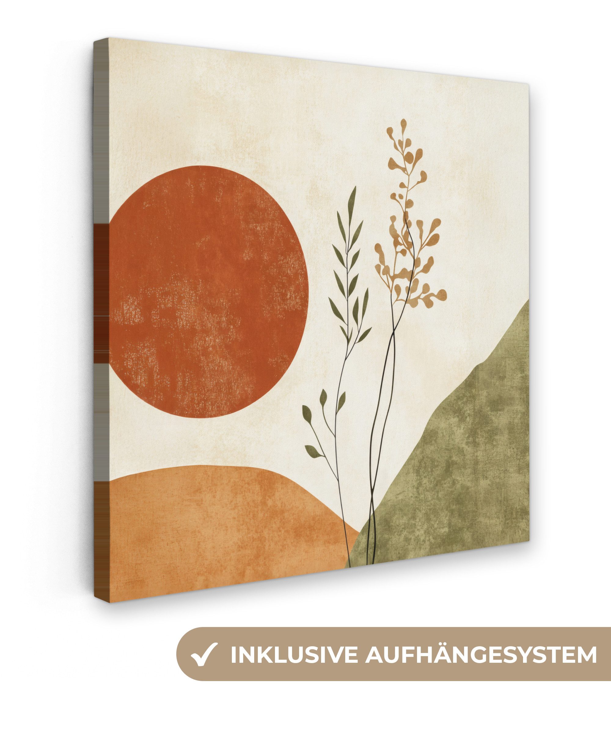 Leinwandbild Sonne - Abstrakt - Äste - Orange