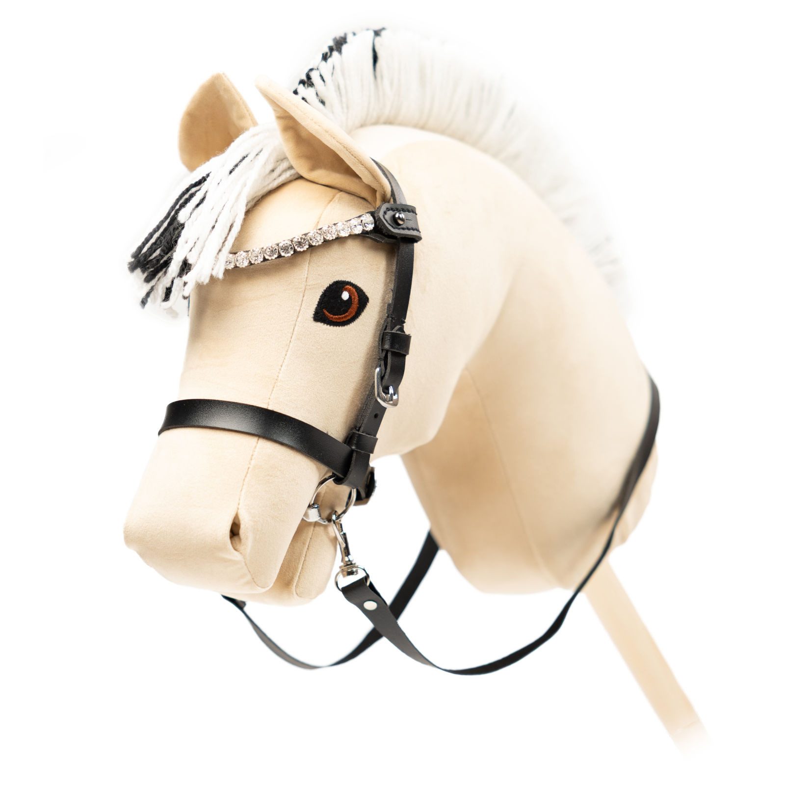 My Hobby Horse Steckenpferd Zaumzeug für Steckenpferde, schwarz mit silbernen Steinen