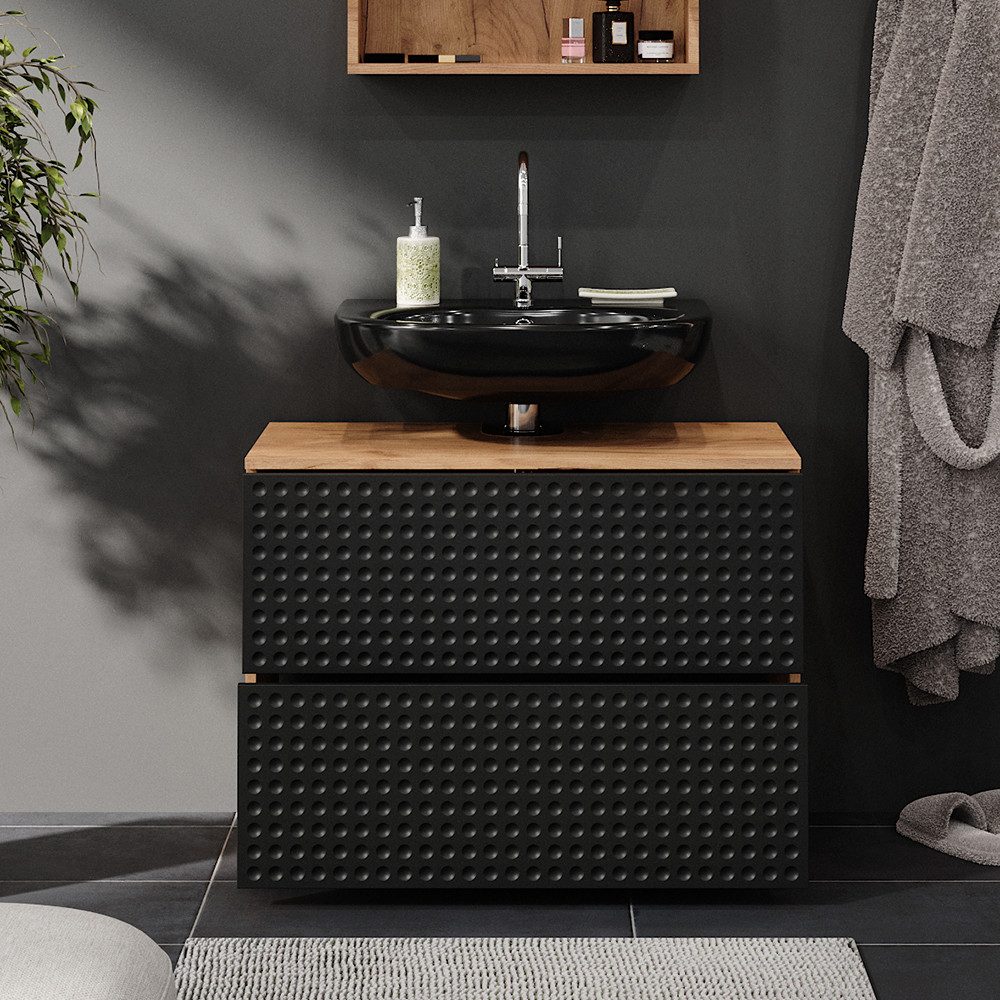 Vicco Waschbeckenunterschrank Irma, Goldkraft Eiche/Anthrazit, 80 cm mit 2 Schubladen (1-St)