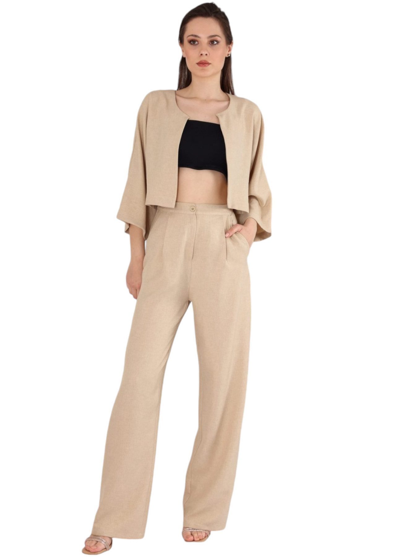 fashionshowcase Palazzohose Damen Stoffhose in Leinenoptik günstig online kaufen