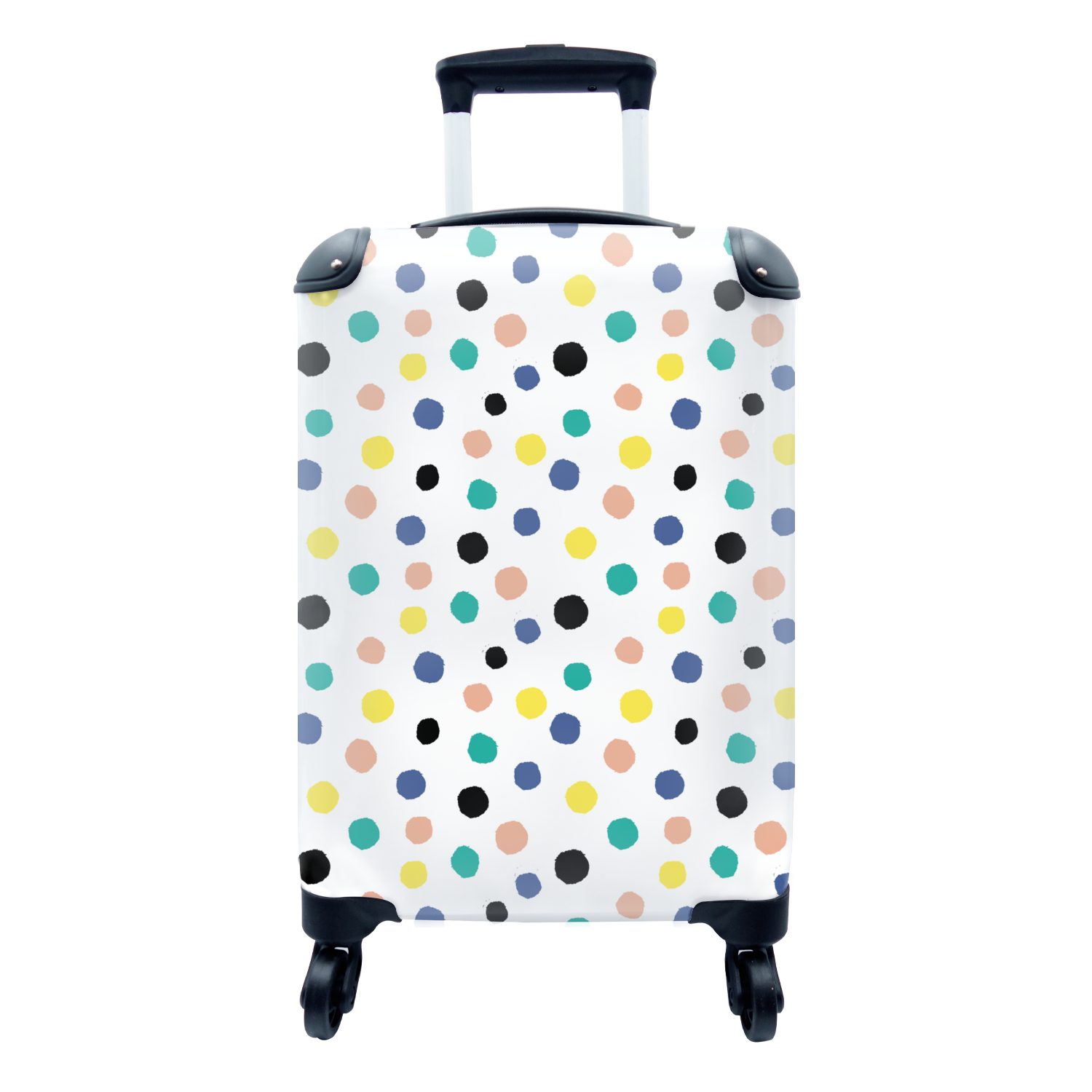 MuchoWow Handgepäckkoffer Polka dots - Muster - Gelb, 4 Rollen, Reisetasche mit rollen, Handgepäck für Ferien, Trolley, Reisekoffer