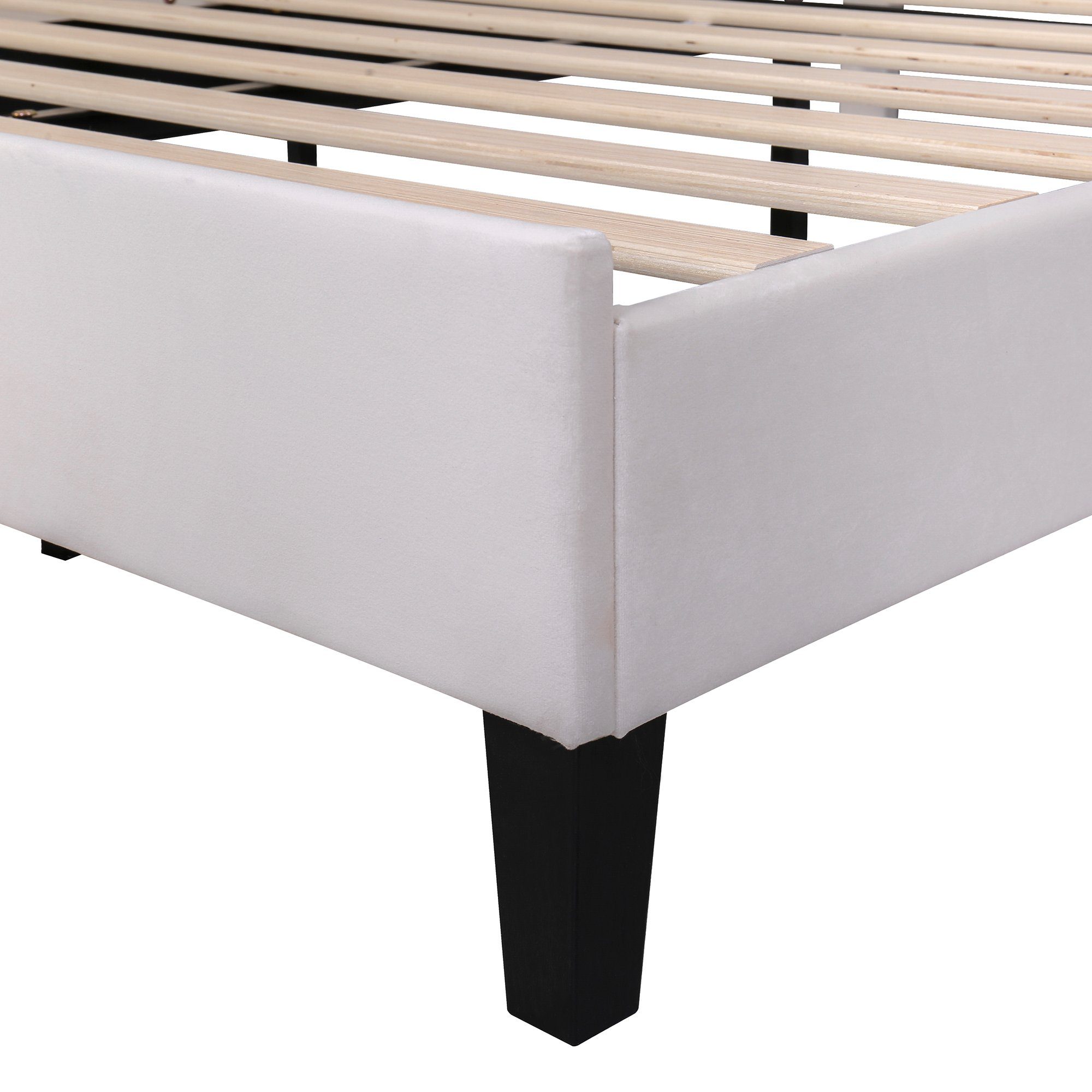Polsterbett (Doppelbett), Kinderbett mit Blumenform-Kopfteil, Samt, 140x200cm